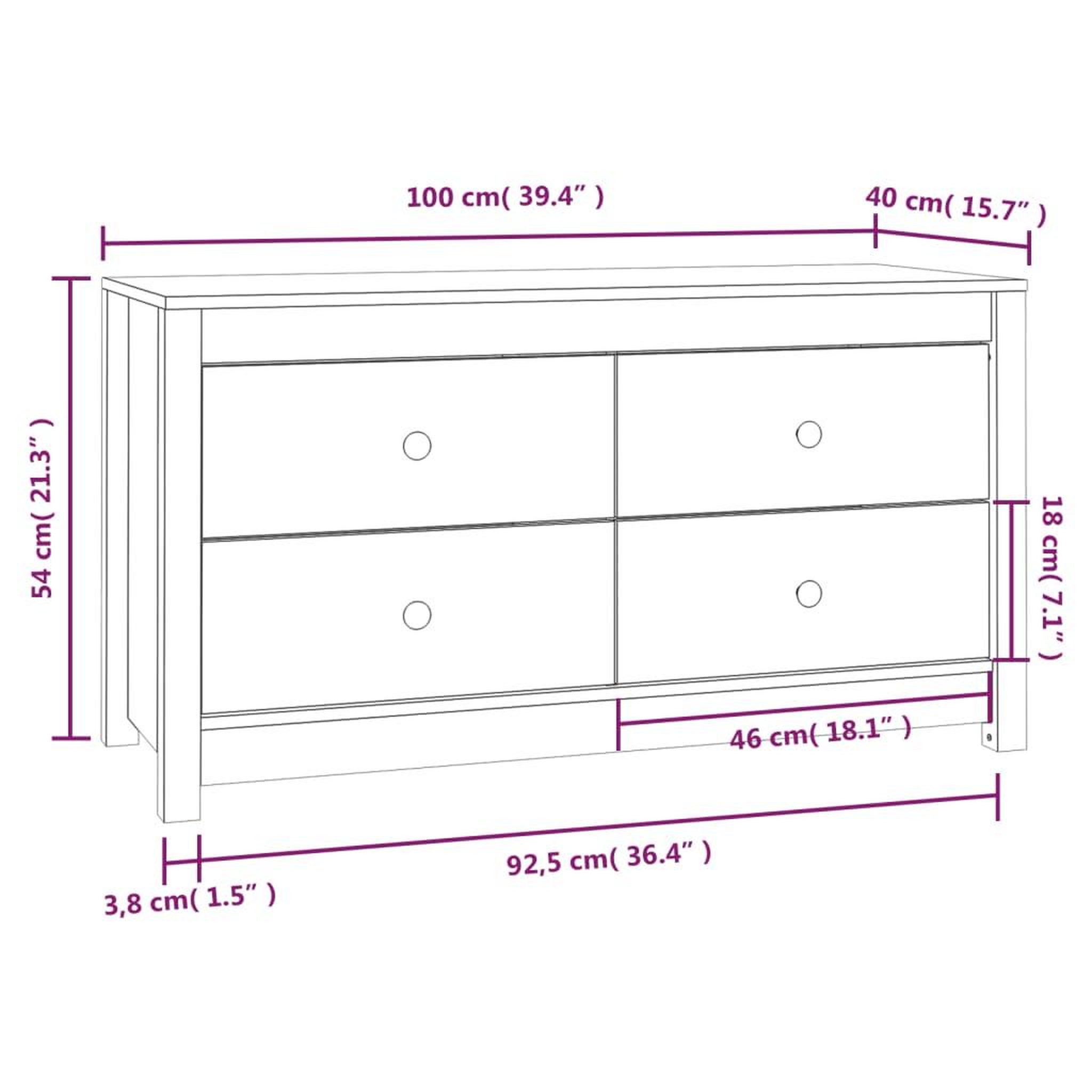 Voir la diapositive 6 : VIDAXL Armoire laterale Gris 100x40x54 cm Bois de pin massif