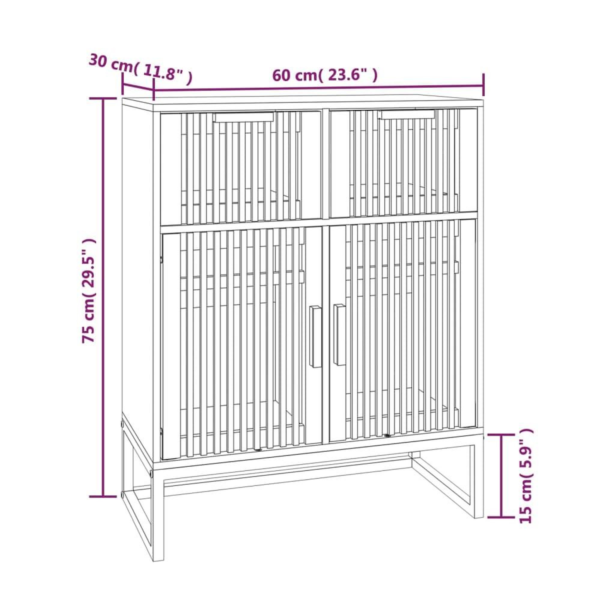 Voir la diapositive 6 : VIDAXL Buffet noir 60x30x75 cm bois d'ingenierie
