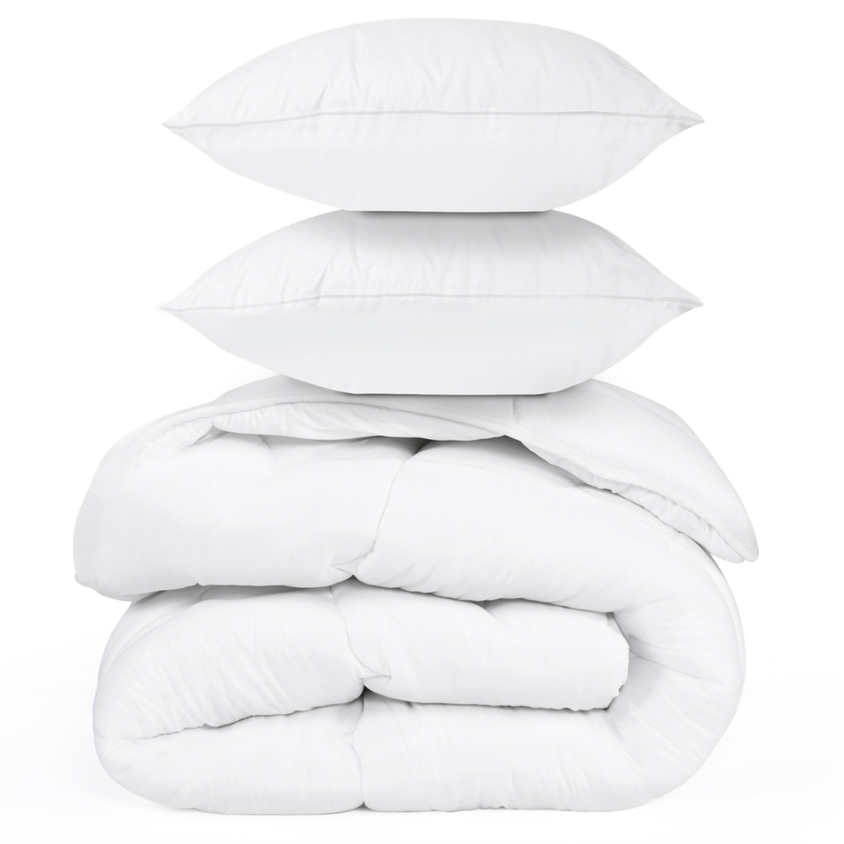 ID MARKET Couette 220x240 CM ELLIE blanche microfibre 700 gr + 2 oreillers