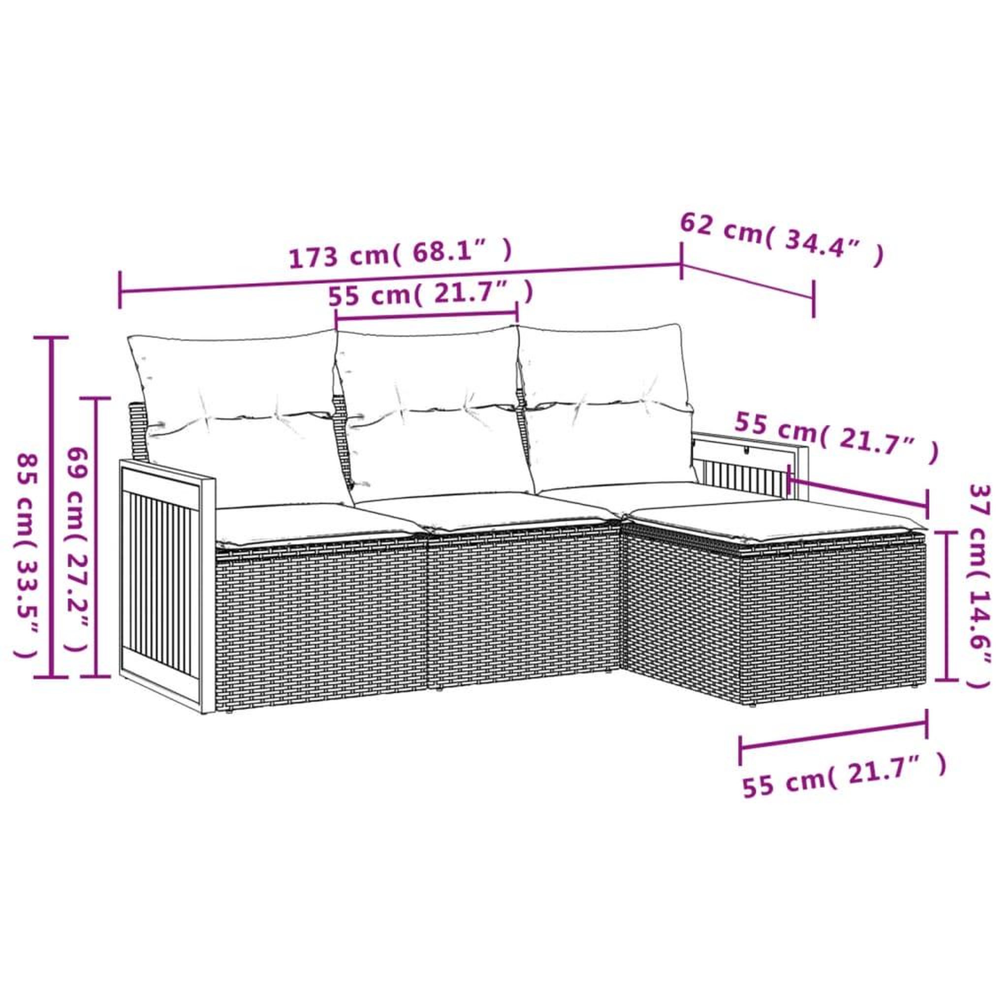 Voir la diapositive 6 : VIDAXL Salon de jardin 4 pcs avec coussins noir resine tressee