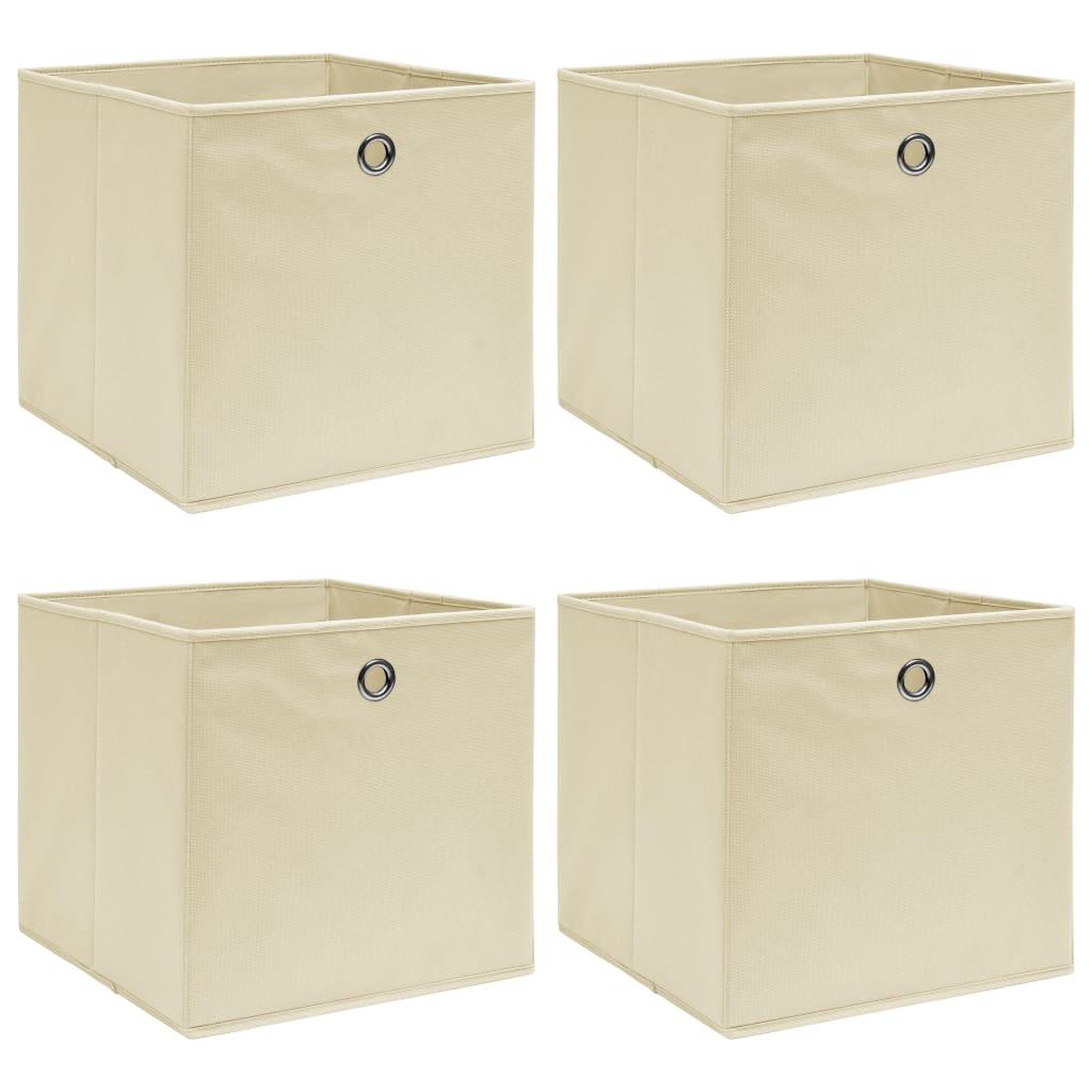 Voir la diapositive 1 : VIDAXL Boîtes de rangement 4 pcs Creme 32x32x32 cm Tissu