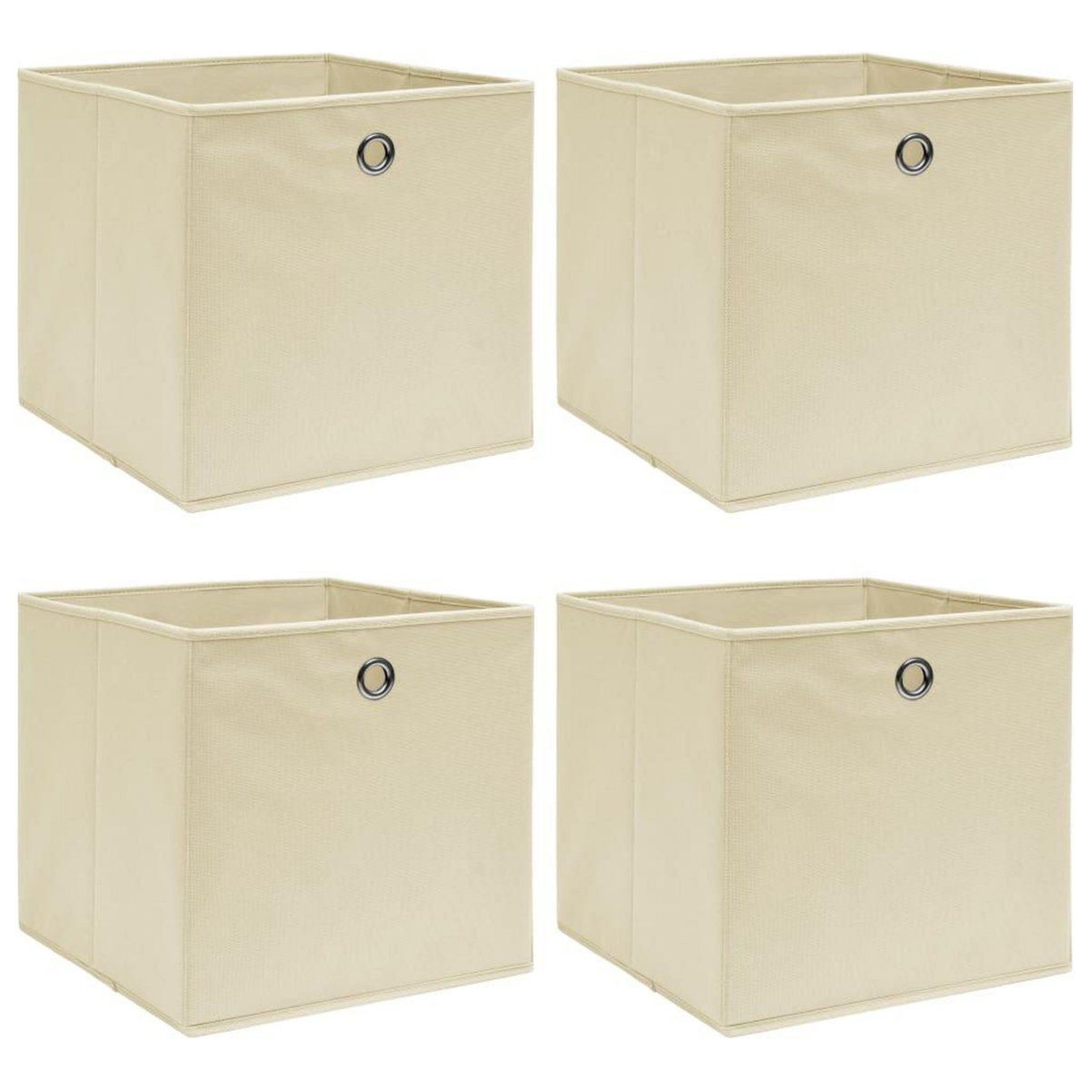VIDAXL Boîtes de rangement 4 pcs Creme 32x32x32 cm Tissu