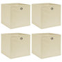 Voir la diapositive 1 : VIDAXL Boîtes de rangement 4 pcs Creme 32x32x32 cm Tissu