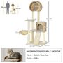 Voir la diapositive 3 : PAWHUT Arbre à chat style cosy chic griffoirs grattoir sisal 2 grandes niches plateforme hamac peluche courte beige jacinthe d'eau