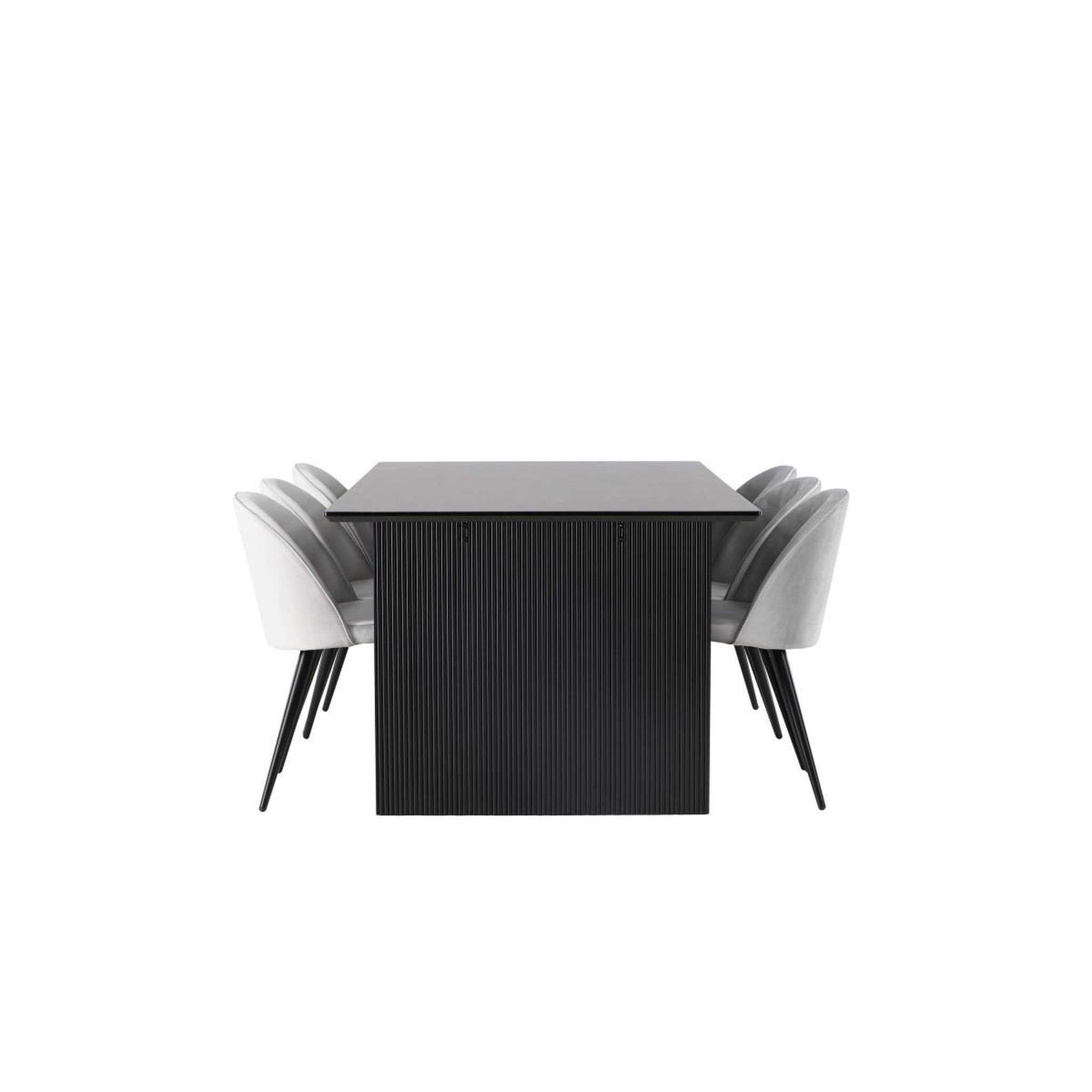 Voir la diapositive 3 : Paris Prix Ensemble table à manger & 6 chaises  vail & velvet  200cm gris & noir