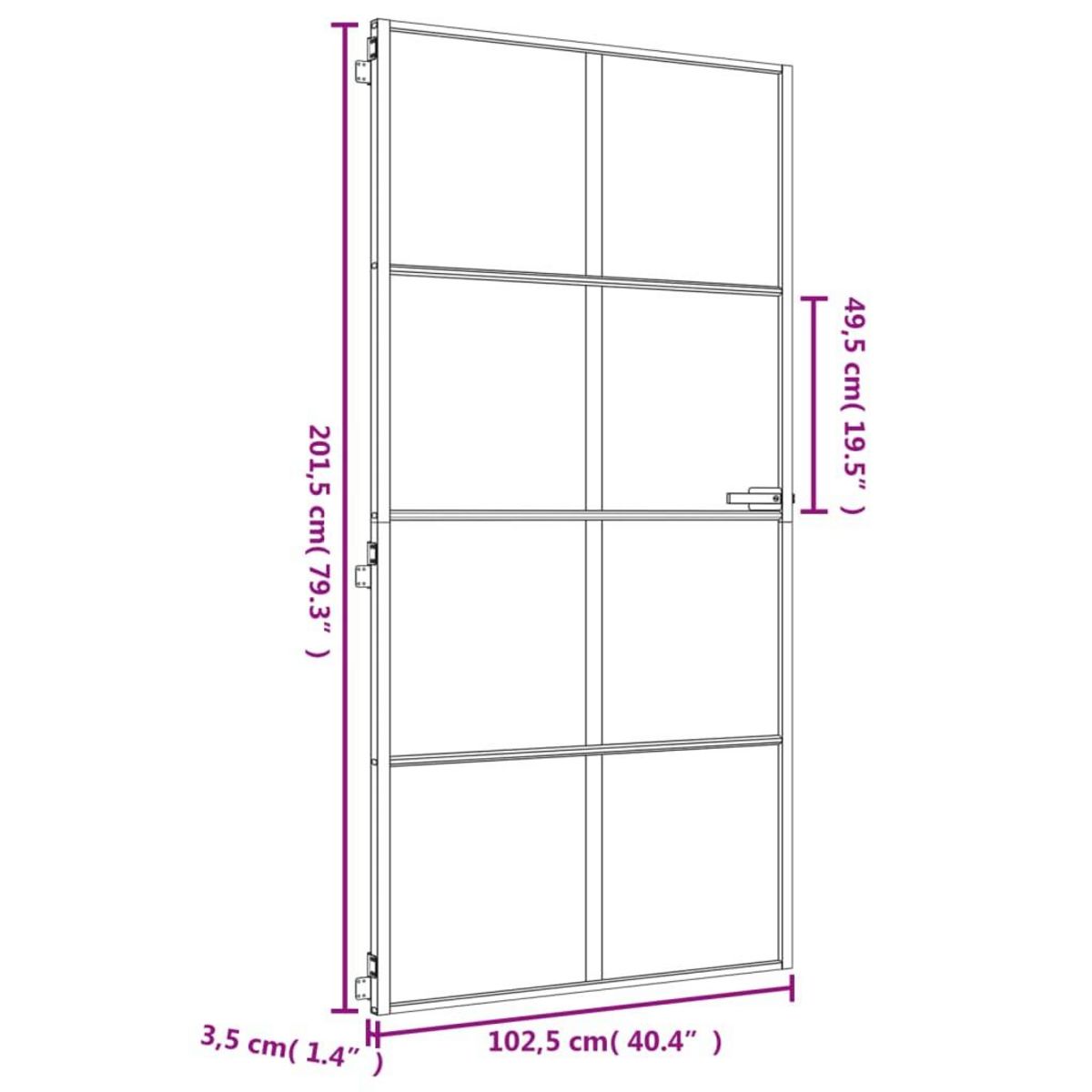 VIDAXL Porte interieure mince dore verre trempe aluminium