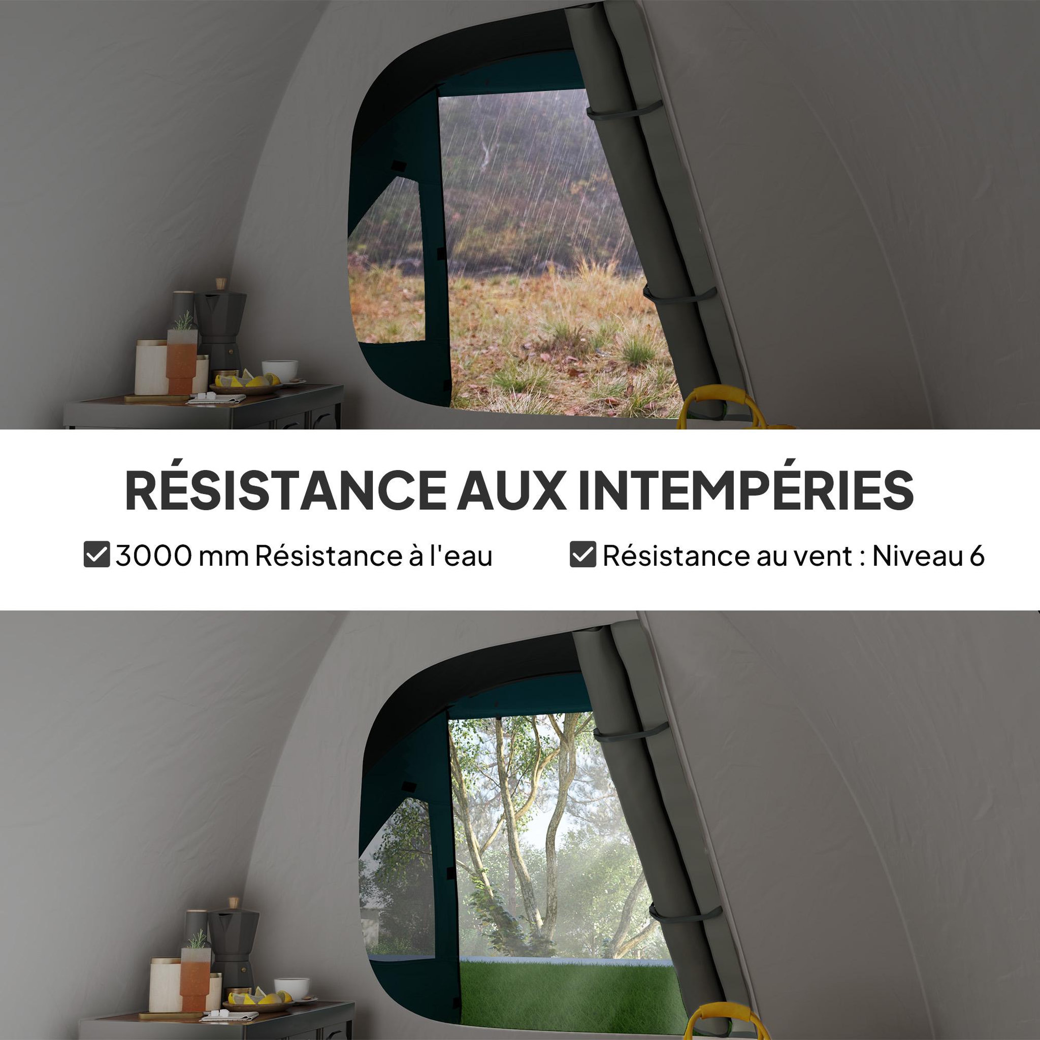 Voir la diapositive 5 : OUTSUNNY Tente de camping 2-4 personnes - tente dôme familiale imperméable - sac de transport inclus bleu