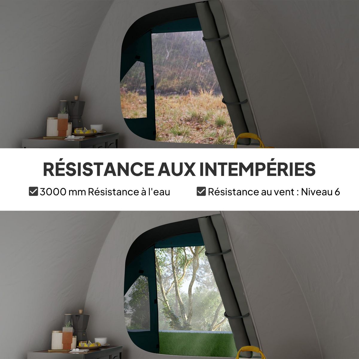 OUTSUNNY Tente de camping 2-4 personnes - tente dôme familiale imperméable - sac de transport inclus bleu