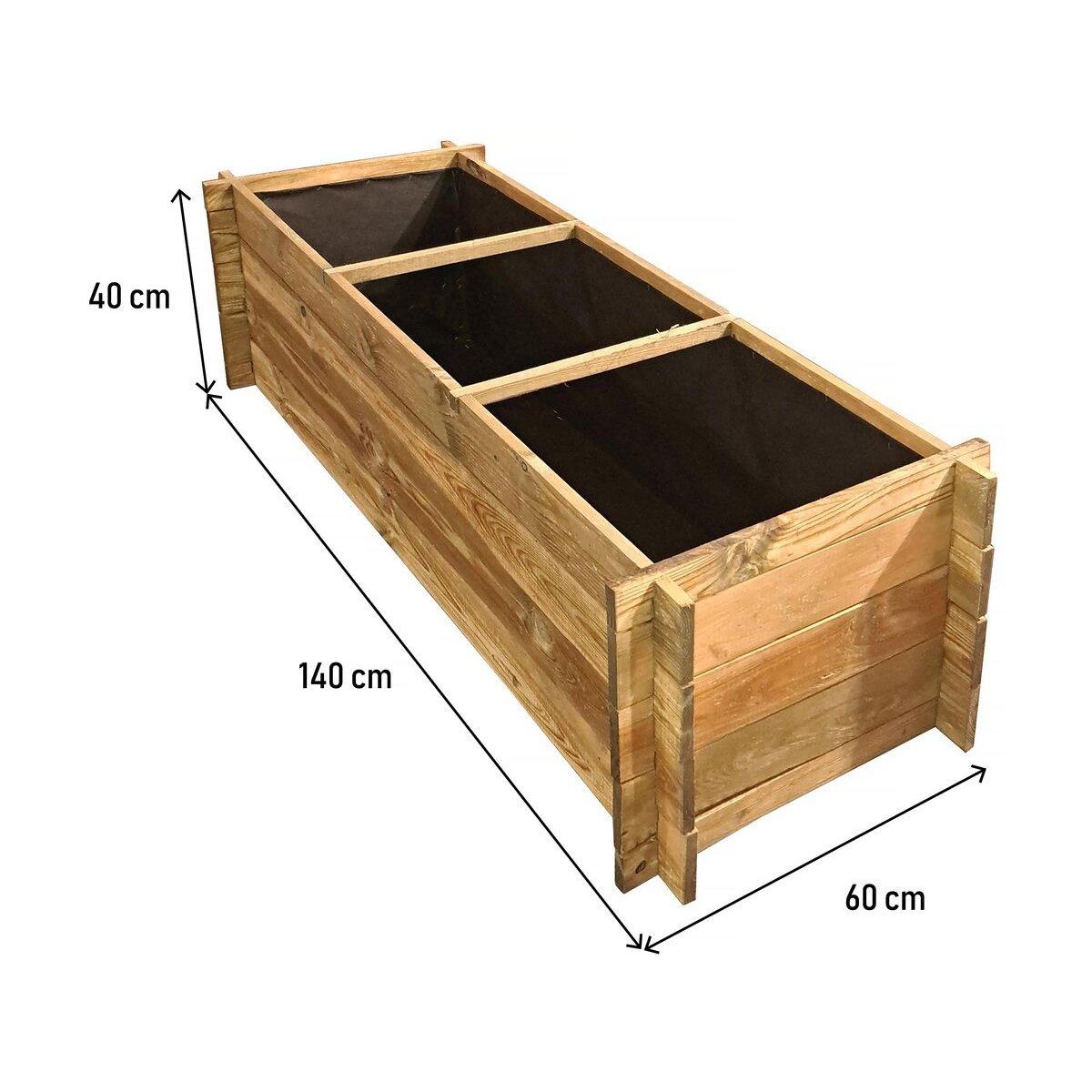 Habitat et Jardin Carré potager en bois  Dhalia  - 140 x 60 x 41 cm