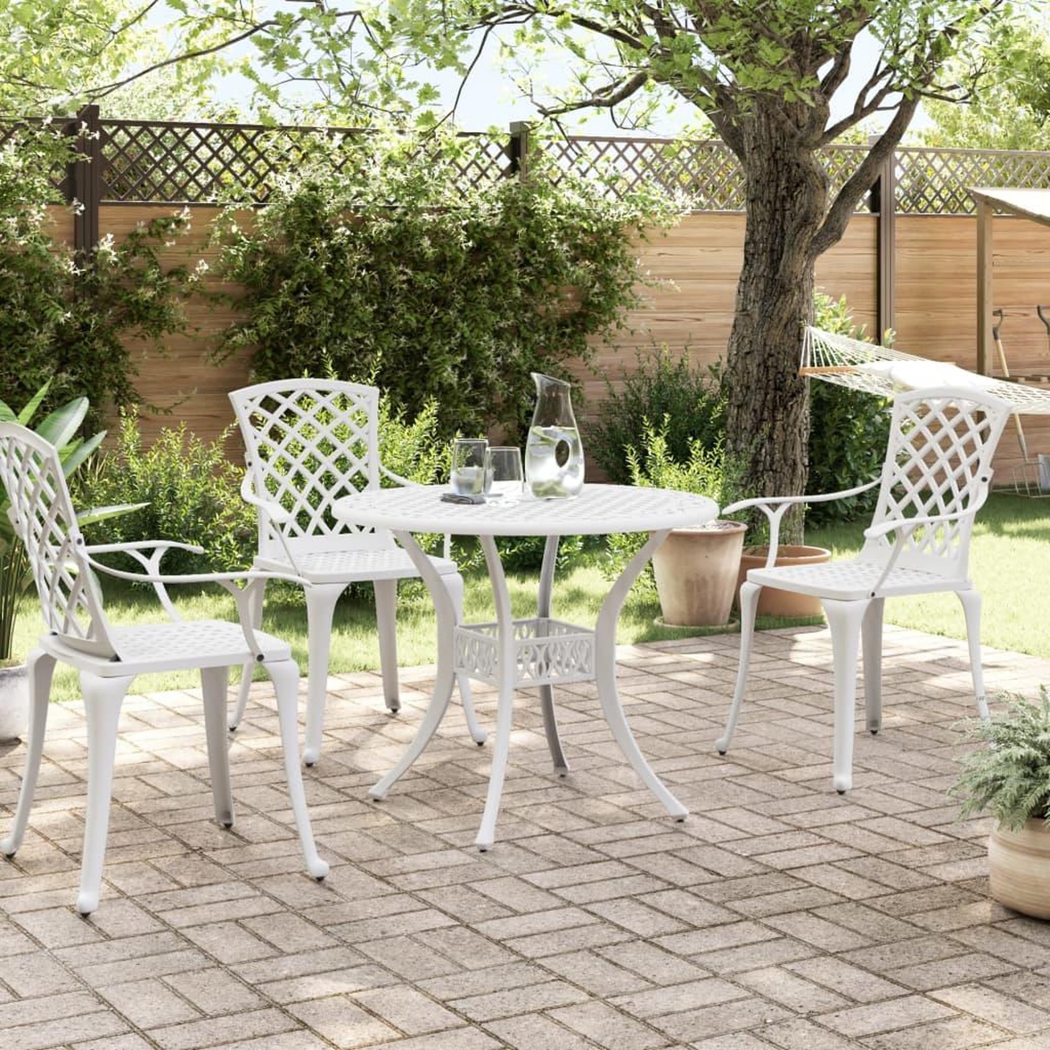 Voir la diapositive 3 : VIDAXL Table de jardin blanc Ø90x75 cm aluminium coule