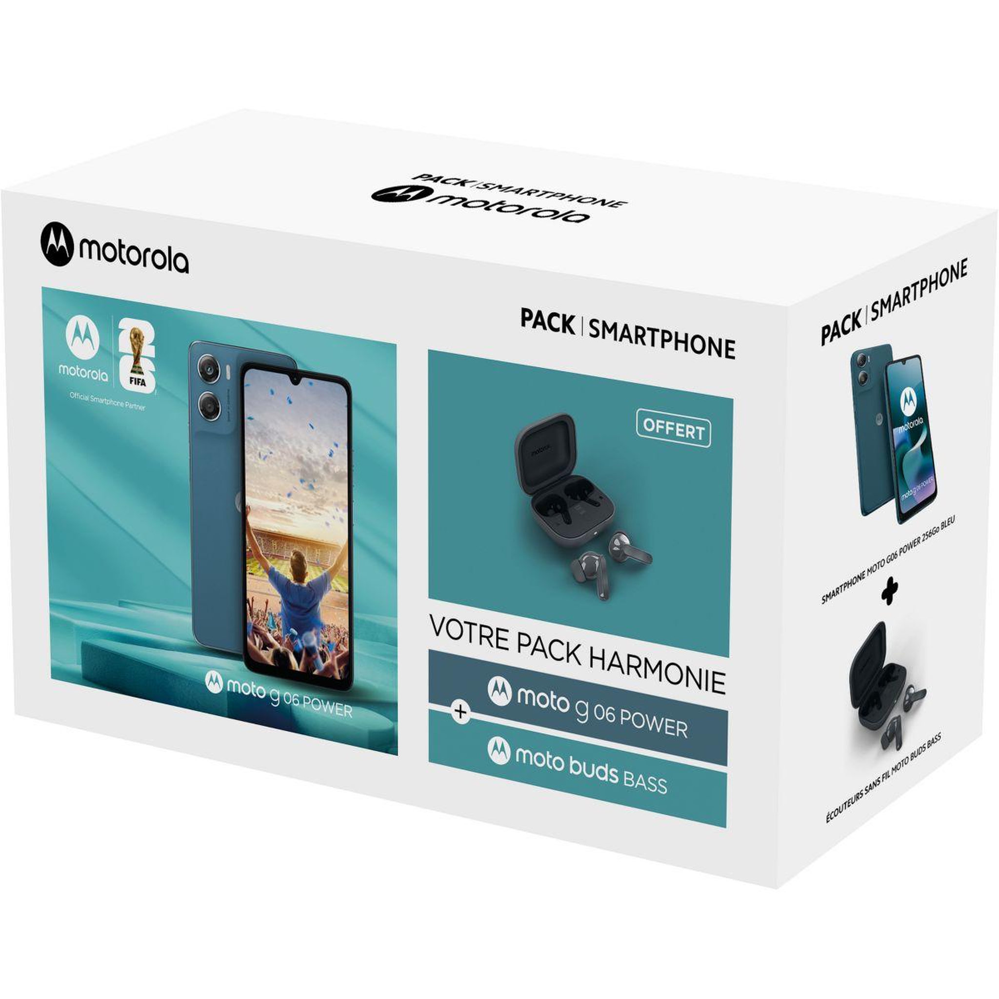 Voir la diapositive 2 : MOTOROLA Smartphone pack g06 power 4g 256go bleu + moto buds bass