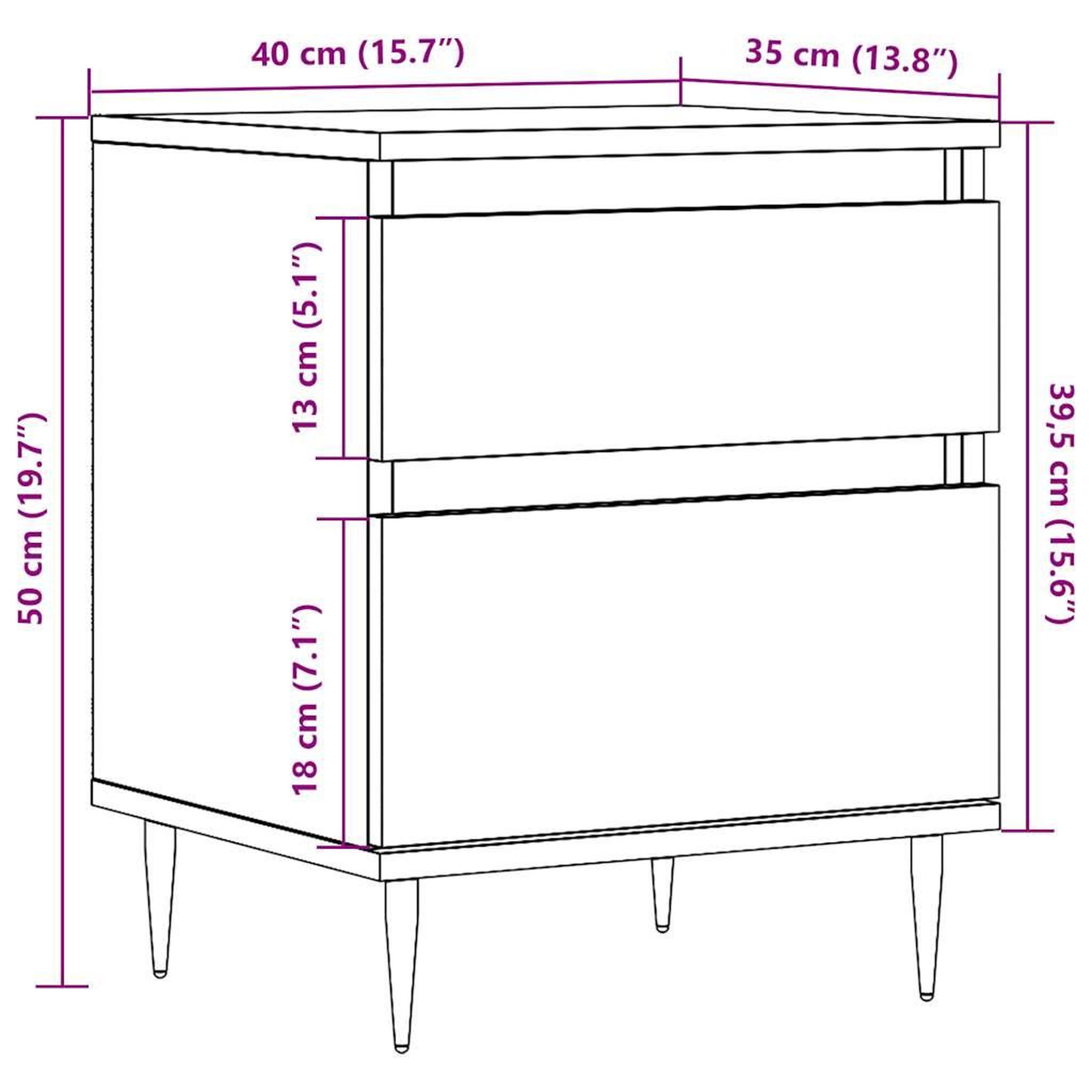 Voir la diapositive 6 : VIDAXL Tables de chevet 2 pcs chene artisanal 40x35x50 cm