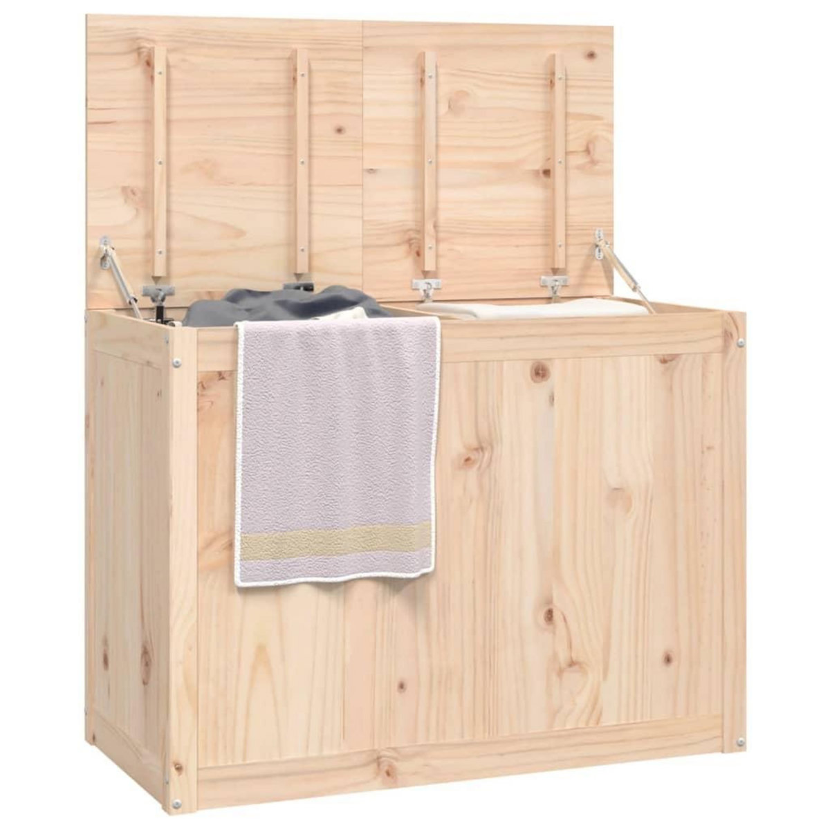 VIDAXL Boîte a linge 88,5x44x66 cm Bois massif de pin