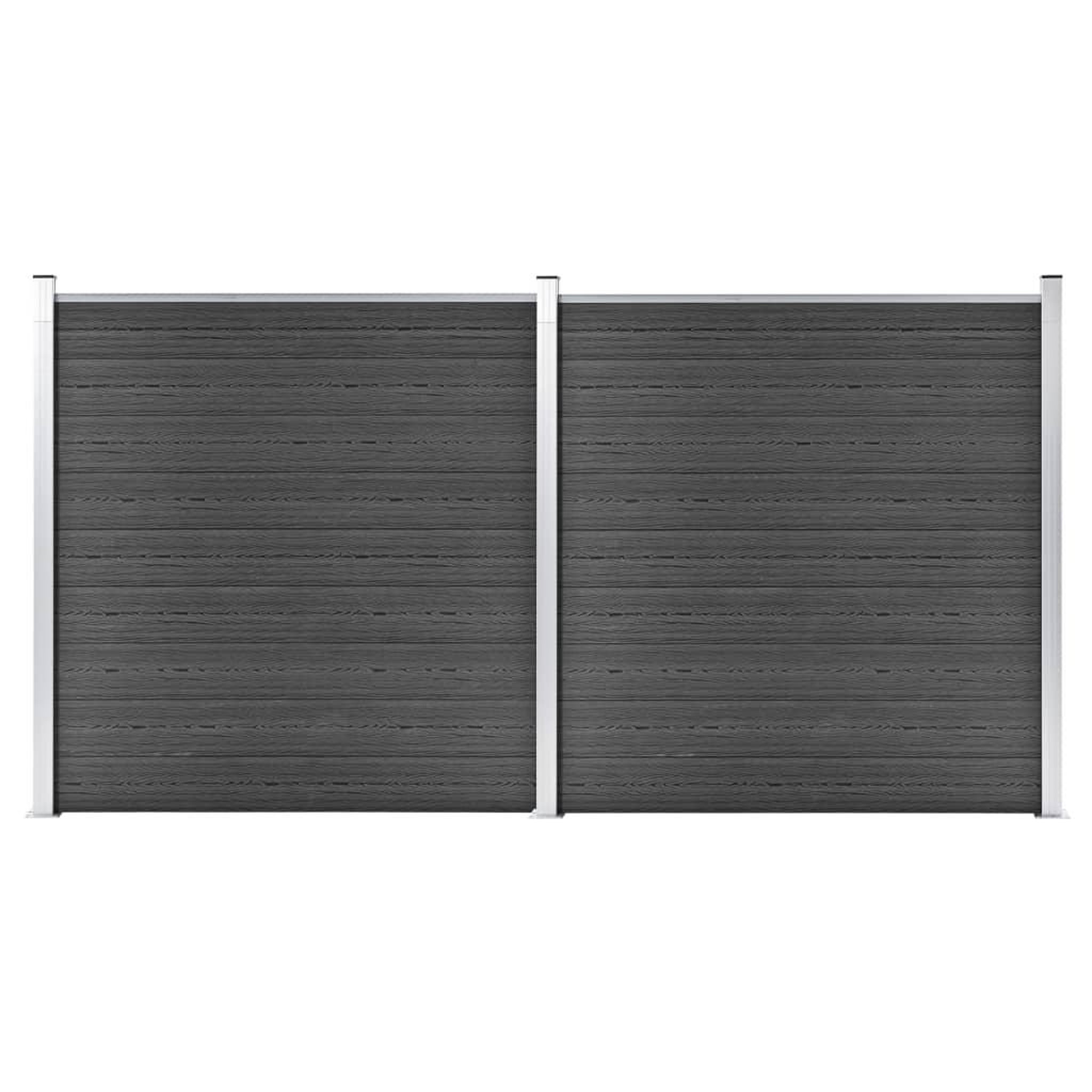 Voir la diapositive 1 : VIDAXL Ensemble de panneau de cloture WPC 353x186 cm Noir