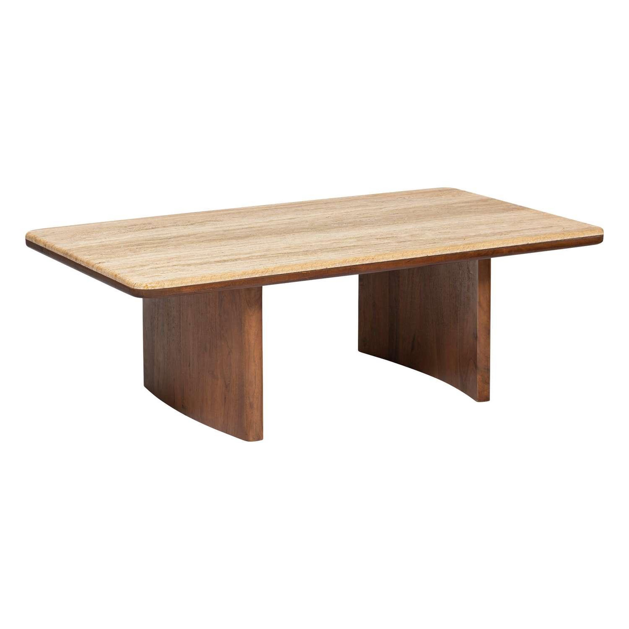 ATMOSPHERA Table basse en acacia et travertin jivan - marron