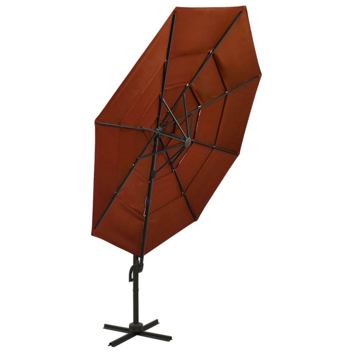 VIDAXL Parasol de jardin a 4 niveaux avec mat en aluminium terre cuite