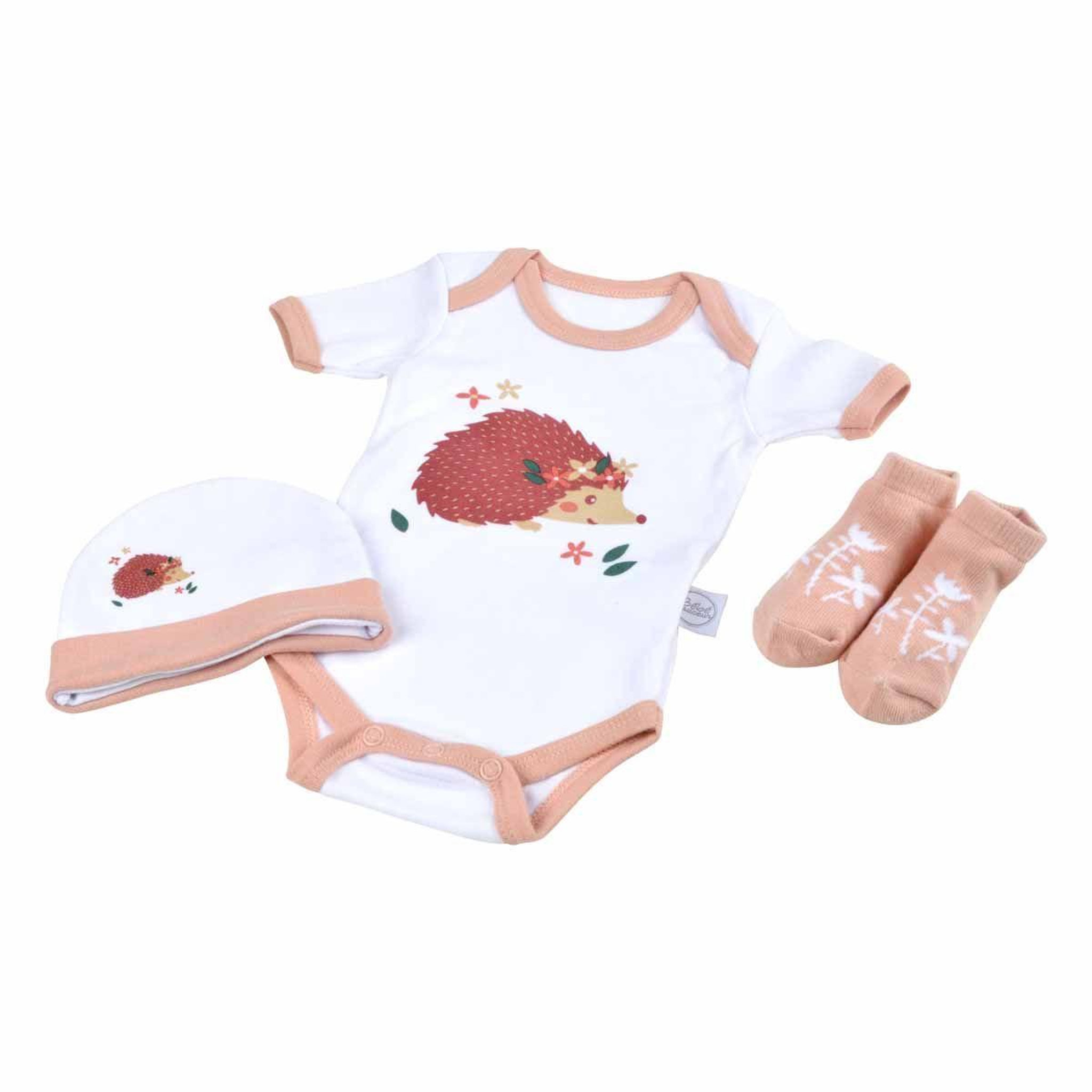 BEBE DOUCEUR Coffret naissance 3 pièces  hérisson  saumon