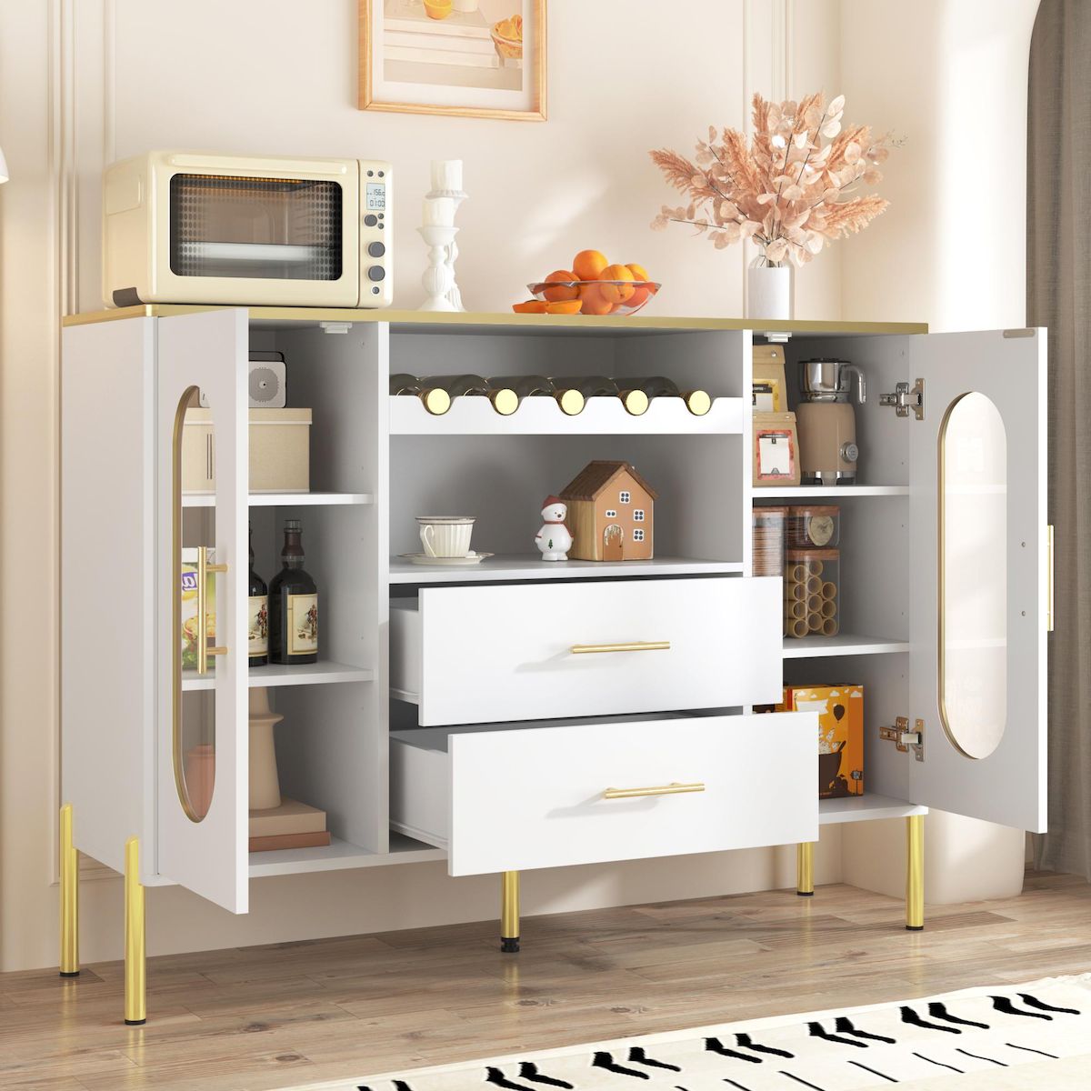 MERAX Buffet 2 porte(s) 2 tiroir(s) - 120 cm blanc mdf