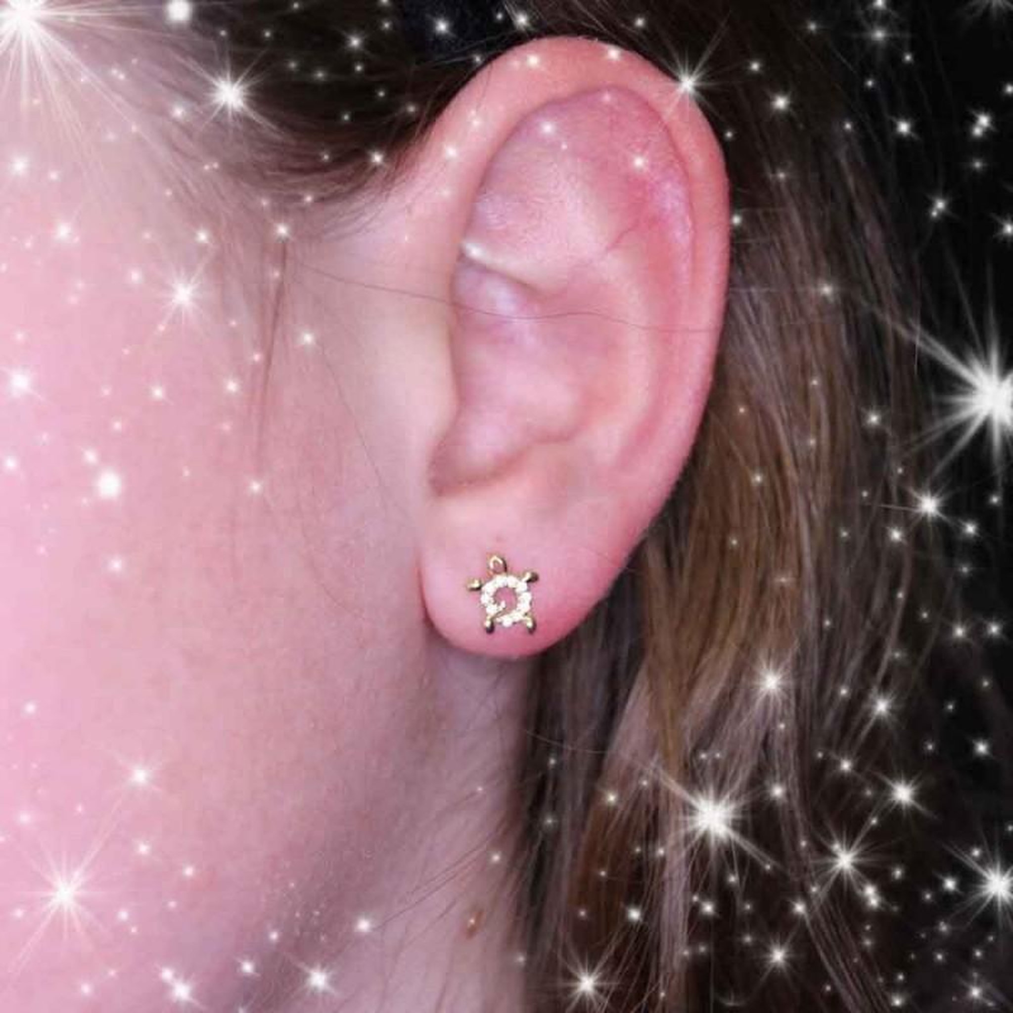 Voir la diapositive 3 : L'ATELIER D'AZUR Boucles d'Oreilles Or Jaune Tortue - Enfant