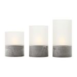 BRILLIANT Lot 3 Lampes a poser LED BOUGIE BRILLIANT - 2500K - Plastique et verre - Gris et blanc mat