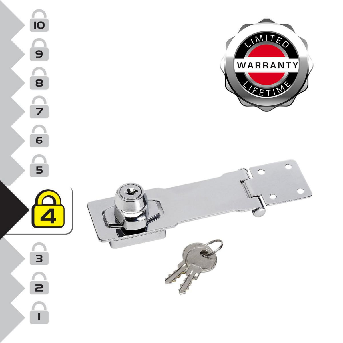 Master lock 725EURD Moraillon pour Porte avec Serrure à Clé Intégrée, 11,8 x 4,1 cm