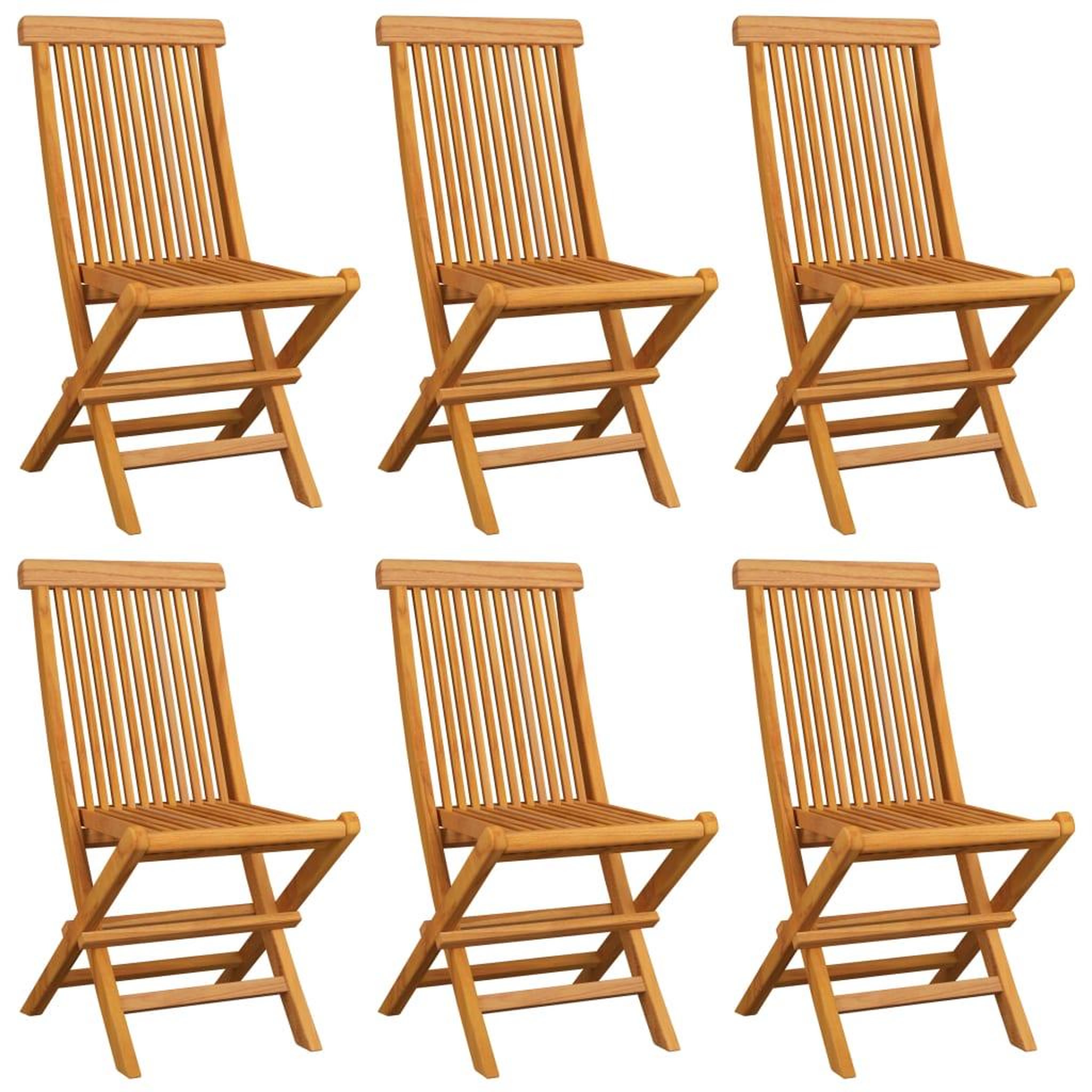 Voir la diapositive 3 : VIDAXL Chaises de jardin et coussins noir lot de 6 Bois de teck massif