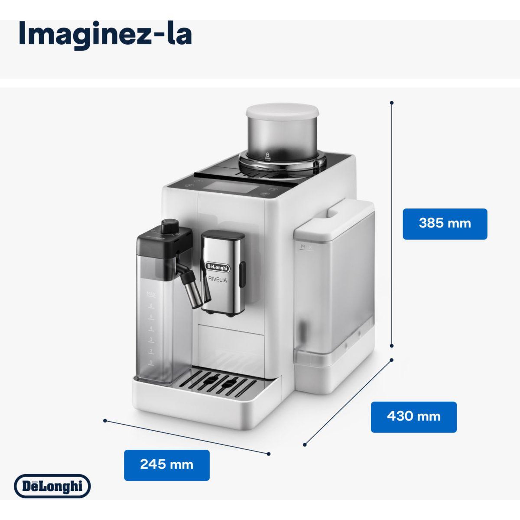 Voir la diapositive 4 : DELONGHI Expresso broyeur feb4455.w rivelia latte blanche