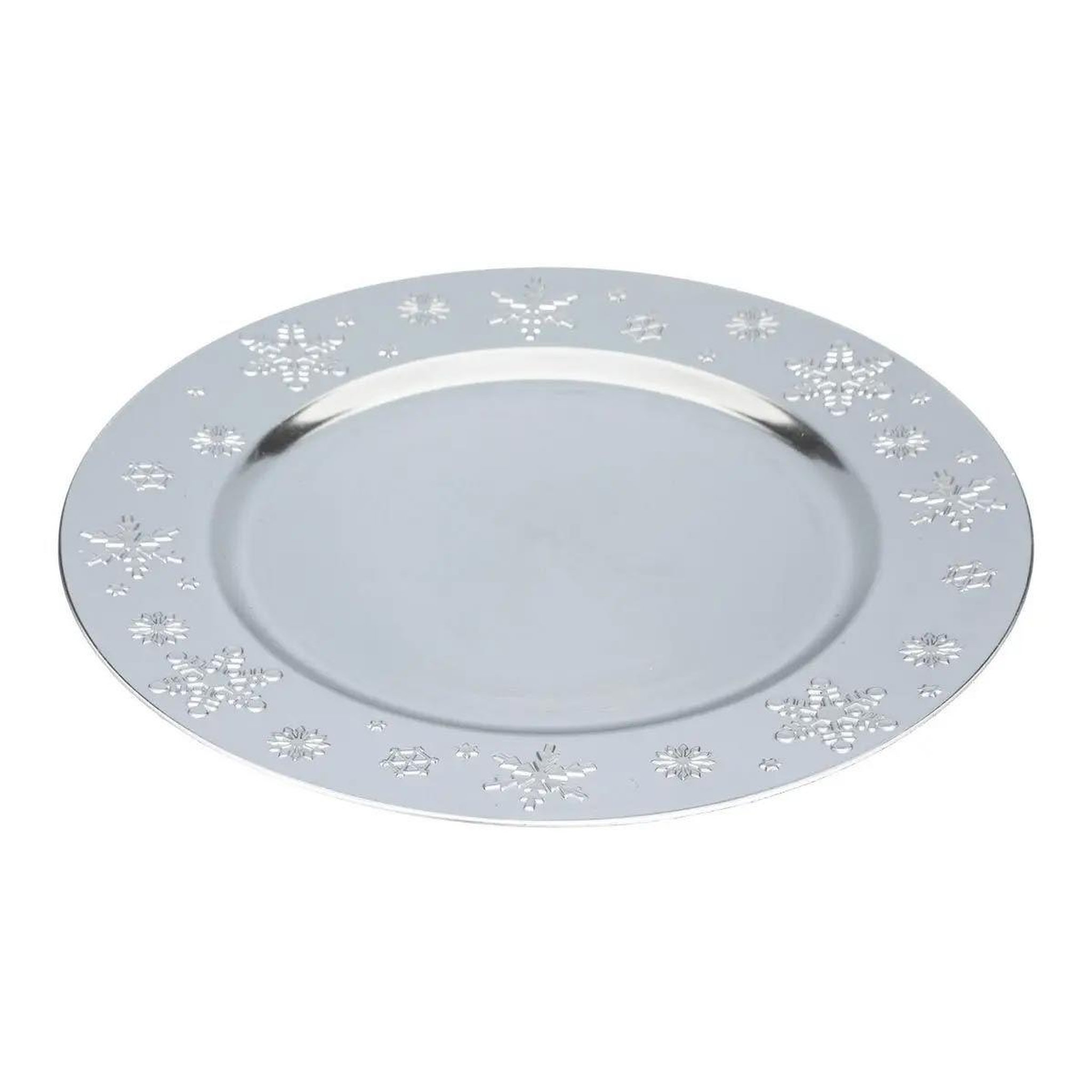 Voir la diapositive 2 : ATMOSPHERA Assiette de présentation  flocon  33cm argent