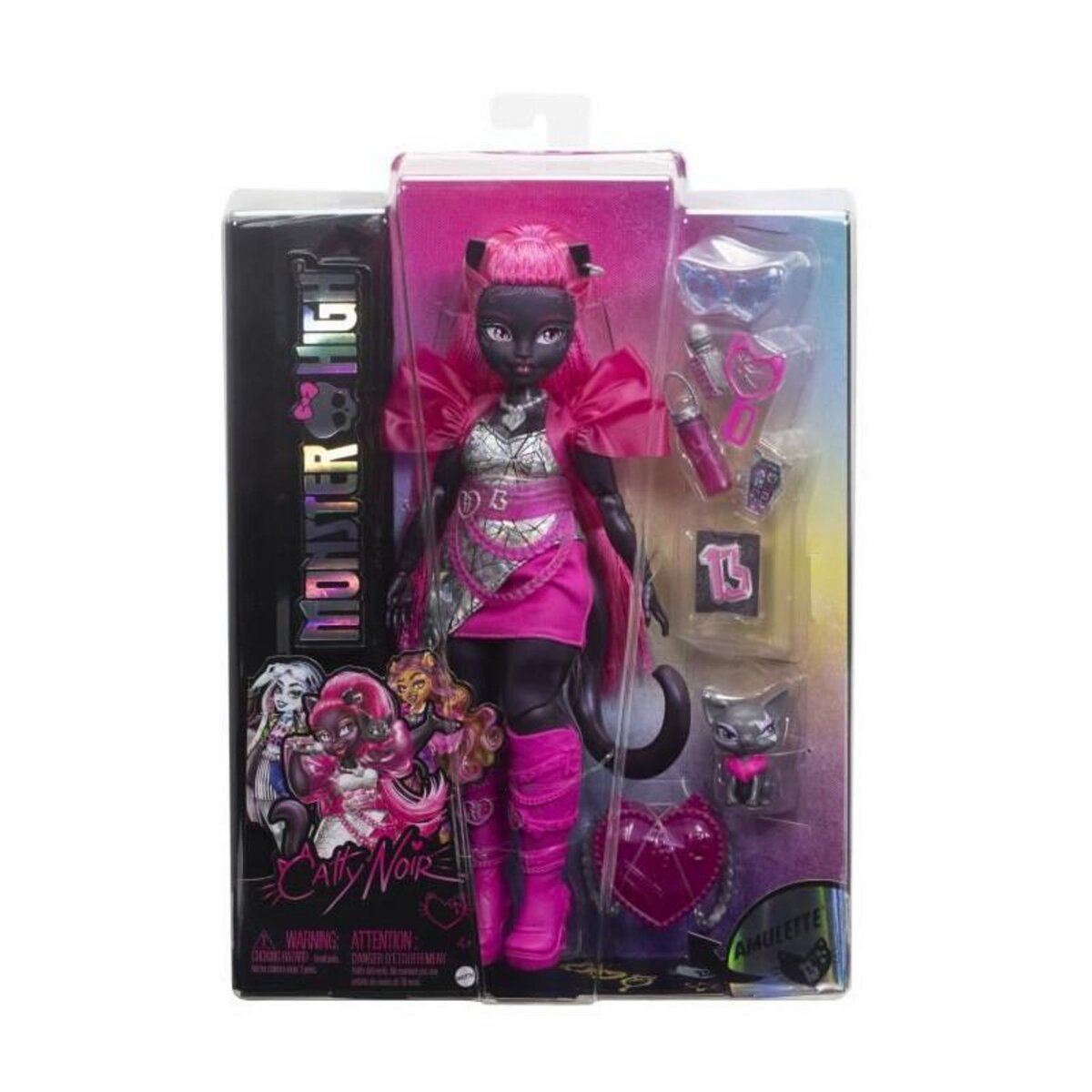 MONSTER HIGH Monster High-Catty Noir-Poupée avec chat Amulette et accessoires HXH76
