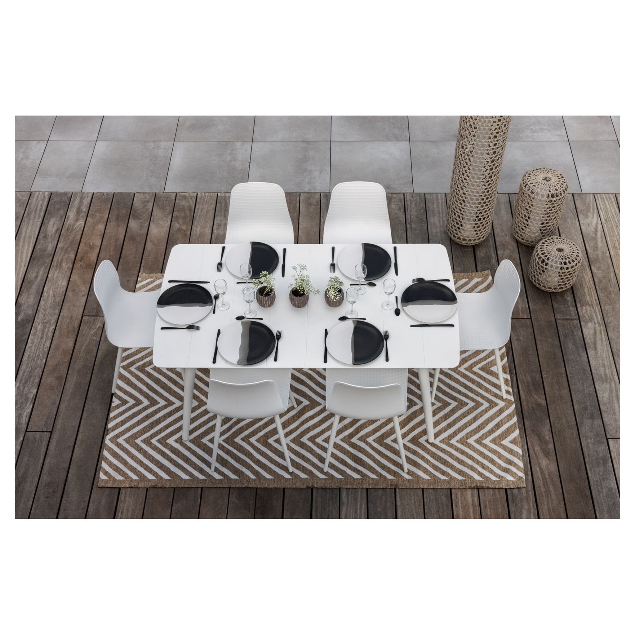 Voir la diapositive 3 : JARDILINE Table de jardin - 4/6 places - Aluminium - Blanc - CORFOU