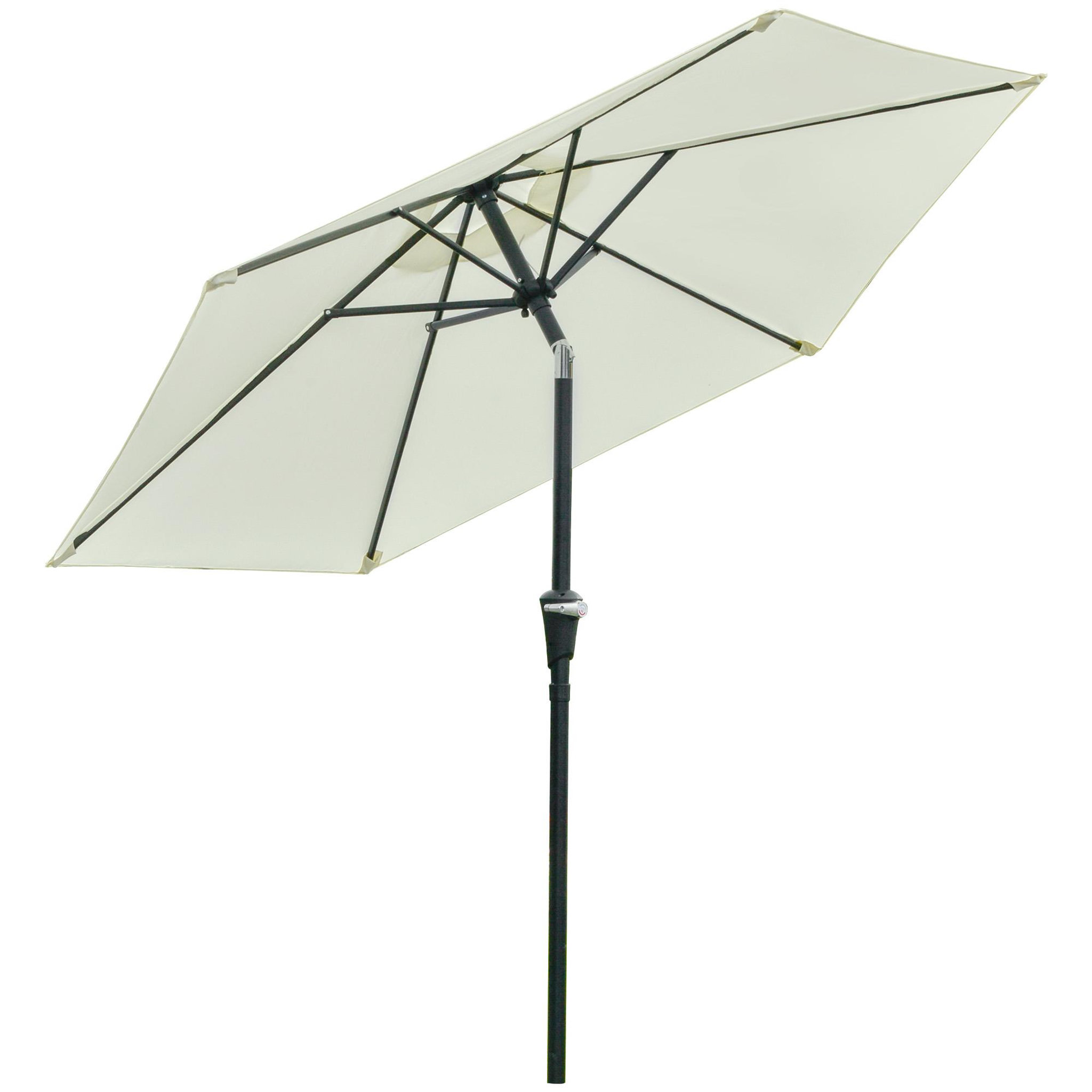 OUTSUNNY Parasol hexagonal inclinable dim. Ø 2,3 x 2,16H m métal polyester haute densité crème