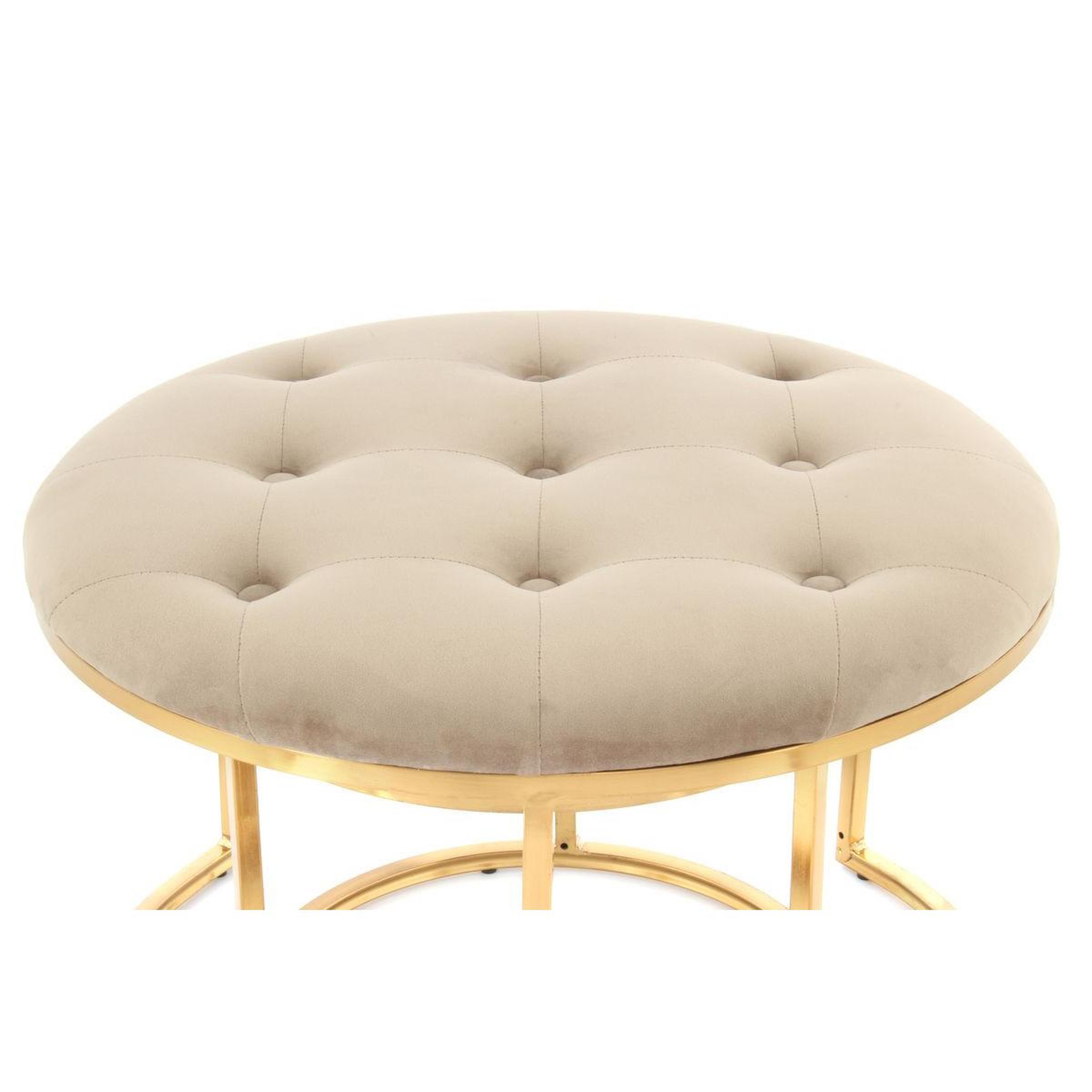 Voir la diapositive 2 : Paris Prix Lot de 2 tabourets  becky  60cm taupe & or