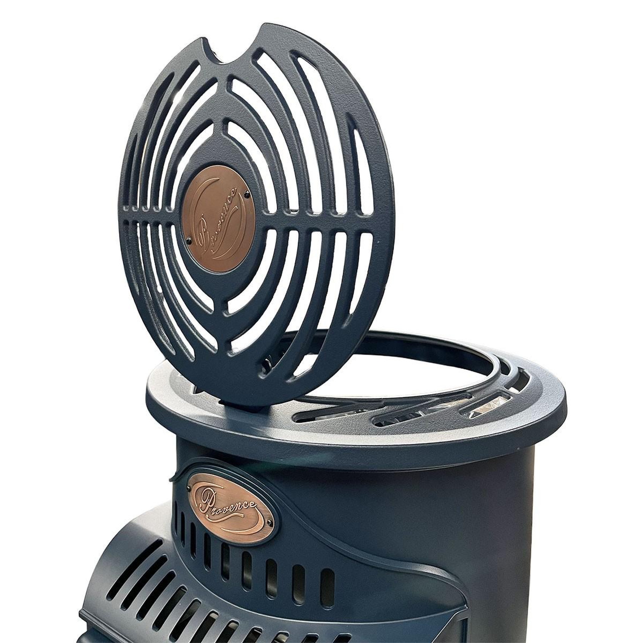 Voir la diapositive 5 : SAHARA Poêle à gaz 3,4kw fonte véritable – chauffage d'appoint design bleu saphir mat - effet feu de bois, sur roues provence sahara