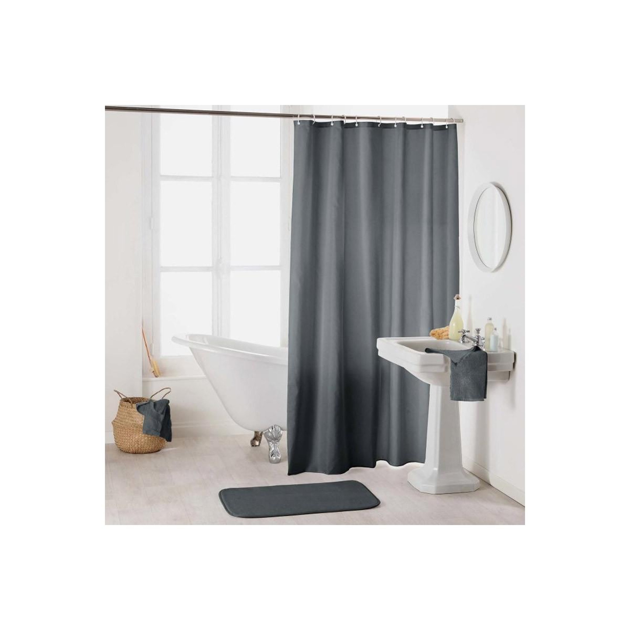 Douceur d'Intérieur Rideau de douche uni  essencia  180x200cm anthracite
