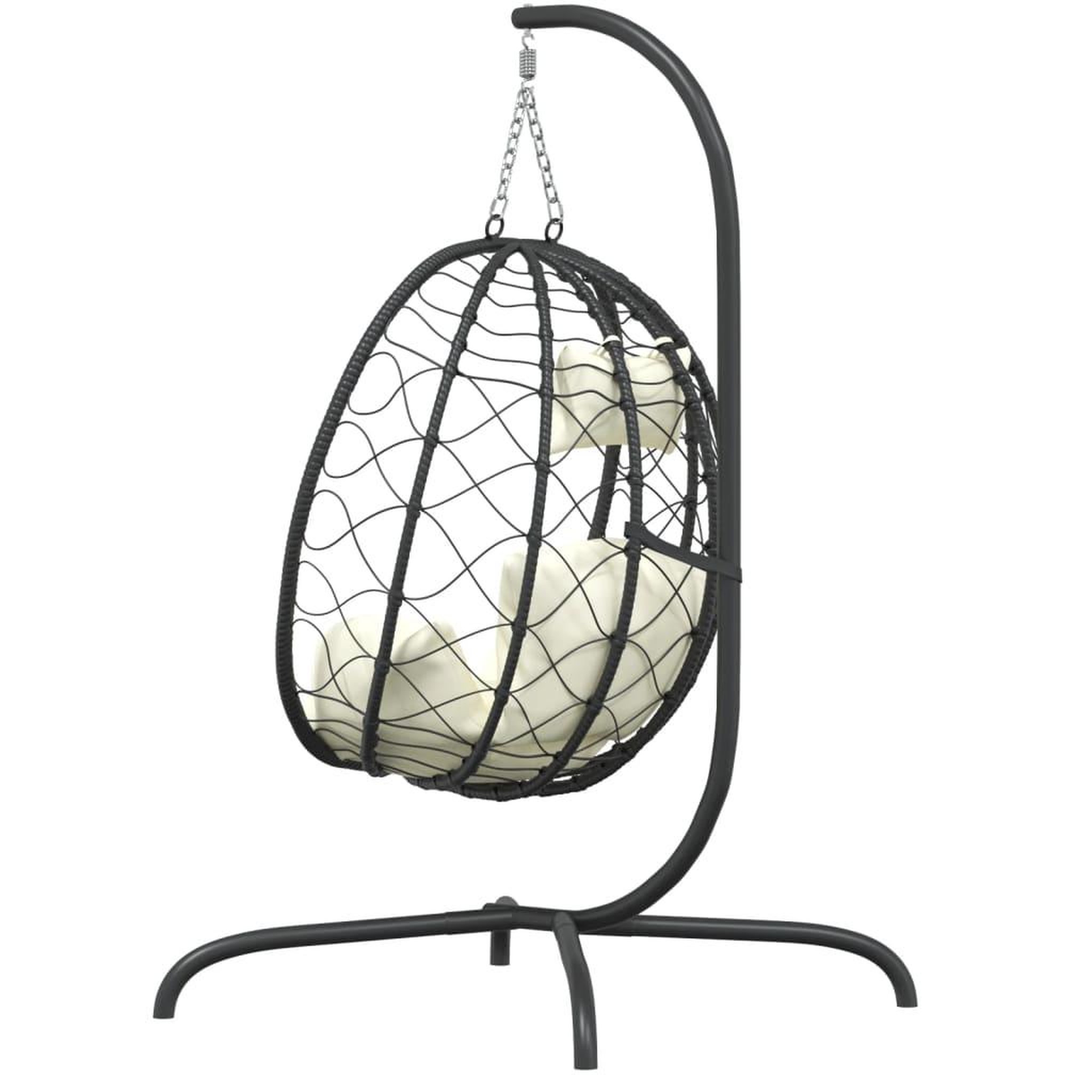Voir la diapositive 5 : VIDAXL Chaise suspendue en forme d'œuf avec coussin blanc creme