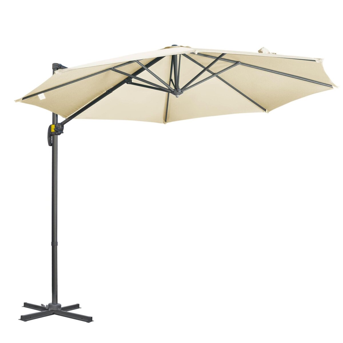 OUTSUNNY Parasol déporté octogonal inclinable manivelle avec pied en acier Ø 2,94 x 2,48H m beige clair