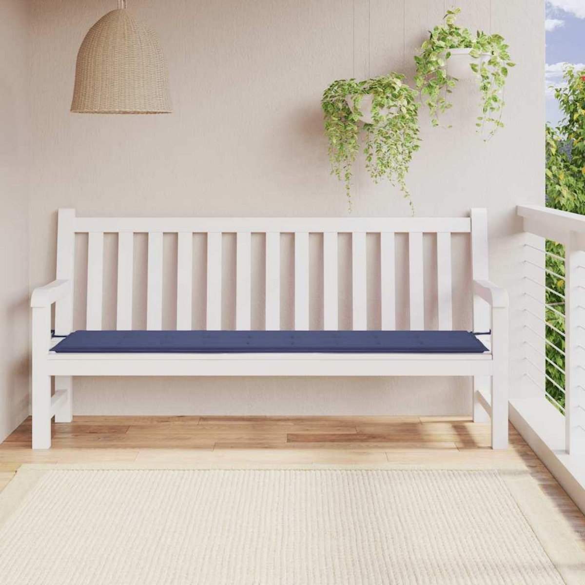VIDAXL Coussin de banc de jardin bleu marine 200x50x3 cm tissu oxford