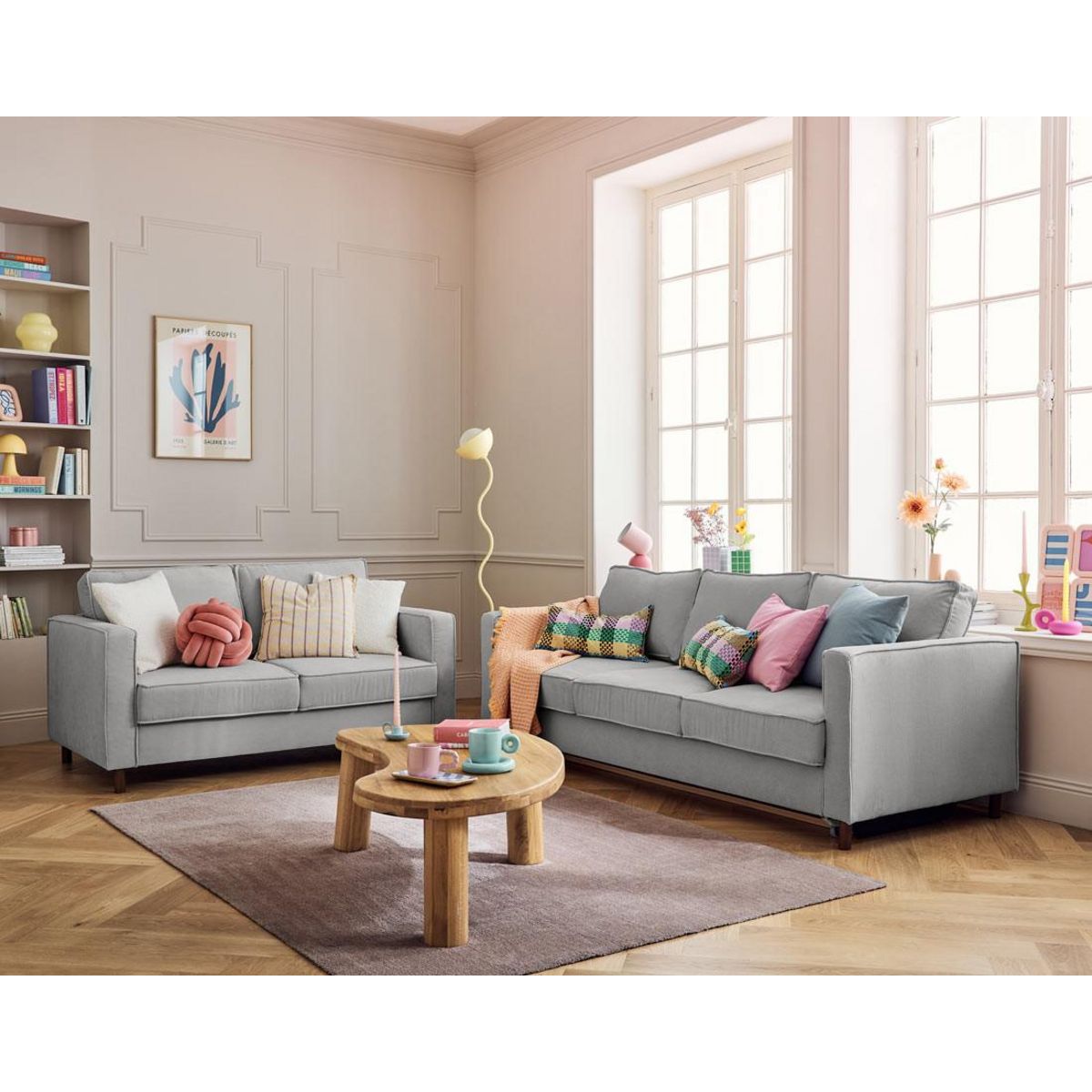 LISA DESIGN Jake - canapé 2 places en velours côtelé - pieds bois foncé