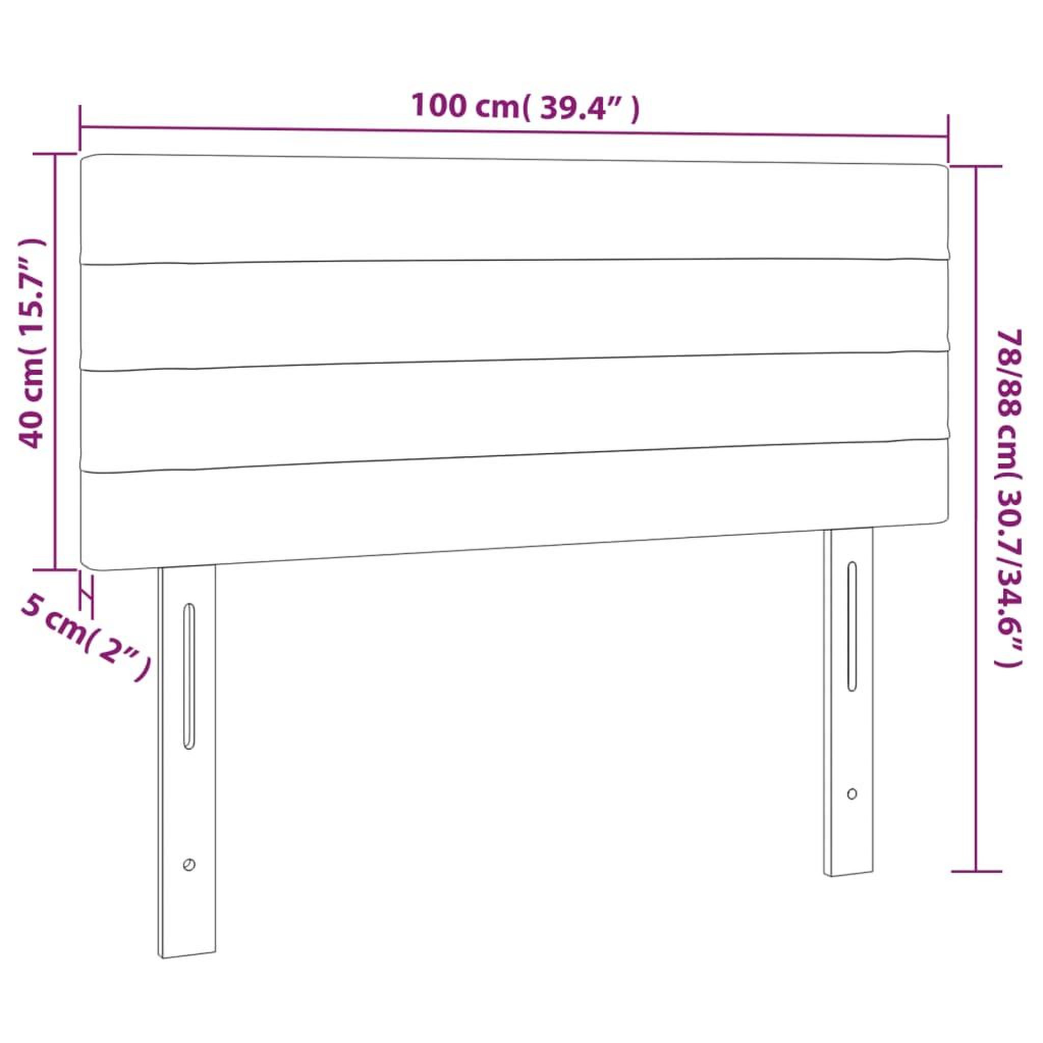 Voir la diapositive 6 : VIDAXL Tete de lit a LED Marron Fonce 100x5x78/88 cm Tissu