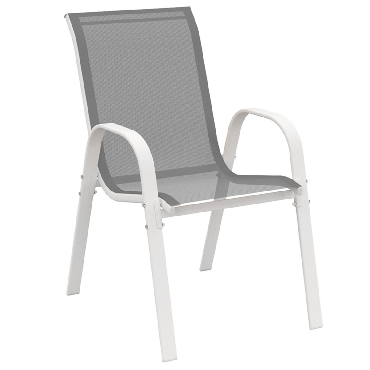 ID MARKET Salon de jardin POLY extensible table 90-180 CM et 8 chaises blanc et gris