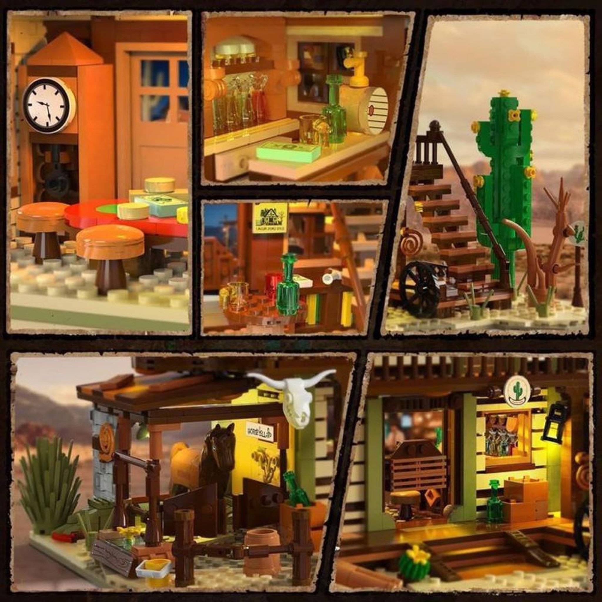 Voir la diapositive 5 : Jeu de construction Saloon Western avec LEDs intégrées, 1727 pièces, plastique ABS, modèle multi-niveaux pour 12 ans et plus
