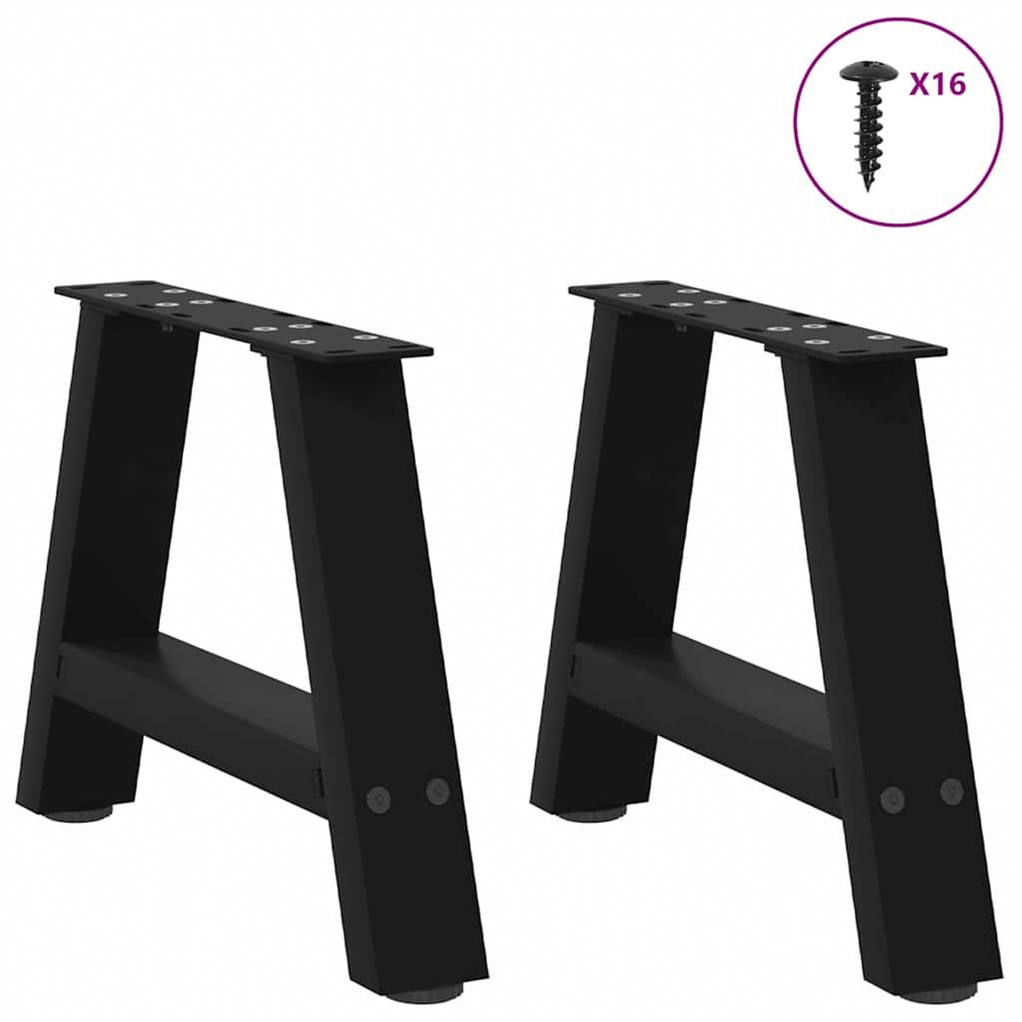 Voir la diapositive 3 : VIDAXL Pieds de table basse forme de A 2 pcs noir 30x(30-31) cm acier