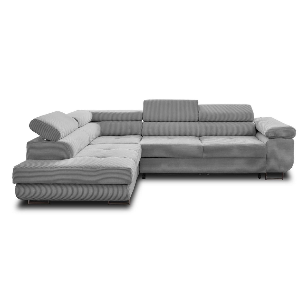 BEST MOBILIER Zaria - canapé d'angle gauche - convertible avec coffre et têtières réglables - 5 places - en velours côtelé