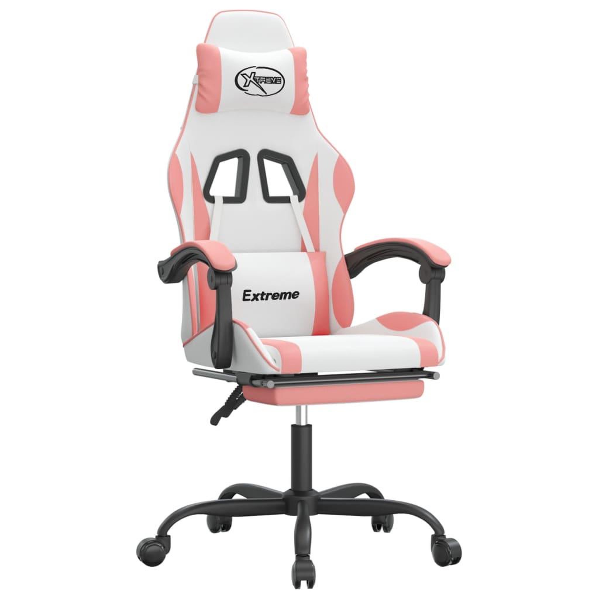 Voir la diapositive 2 : VIDAXL Chaise de jeu avec repose-pied Blanc et rose Similicuir