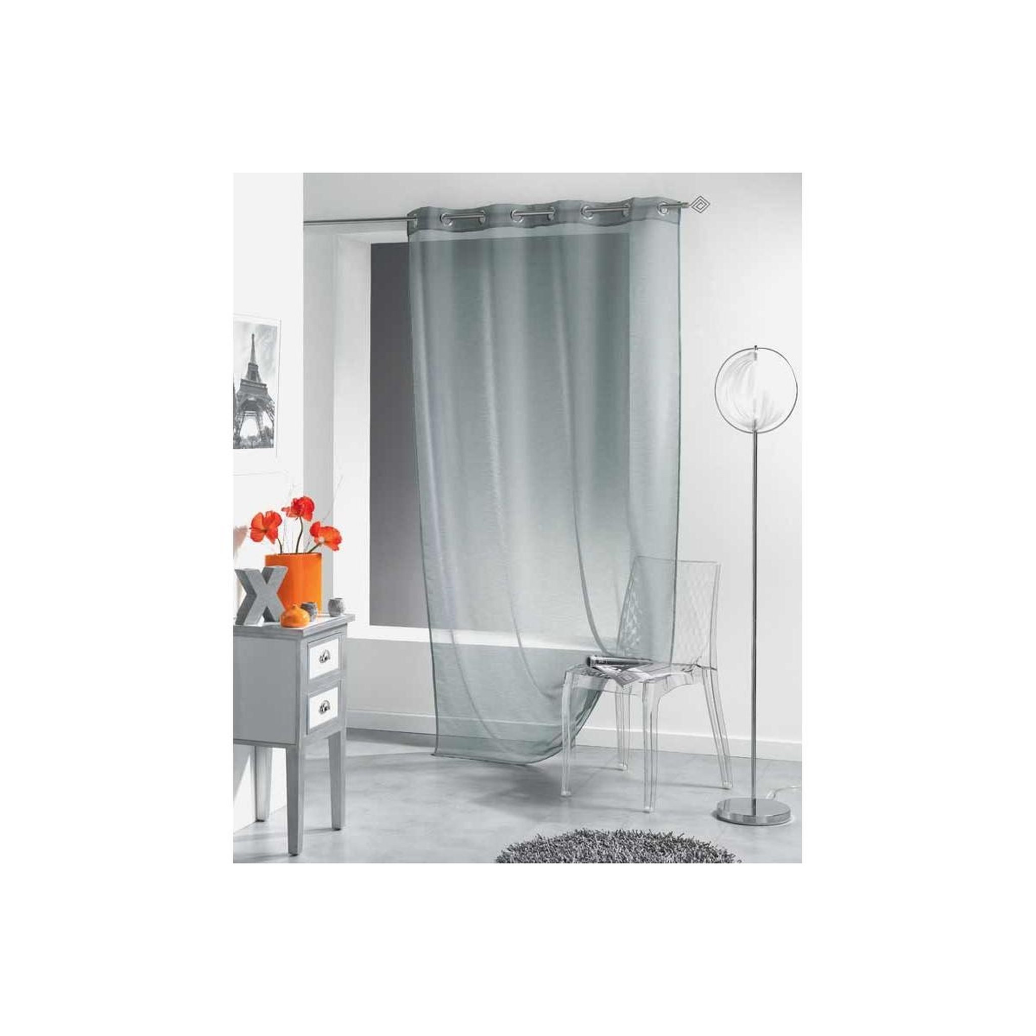 Douceur d'Intérieur Rideau voilage  lisséa  140x240cm gris