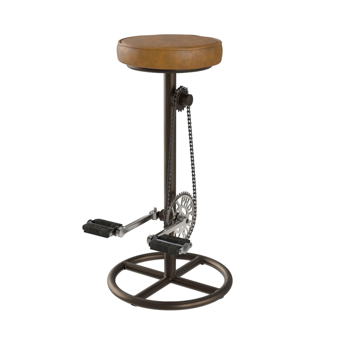 Rendez vous déco Tabouret de bar 73 cm en cuir marron-Gaya