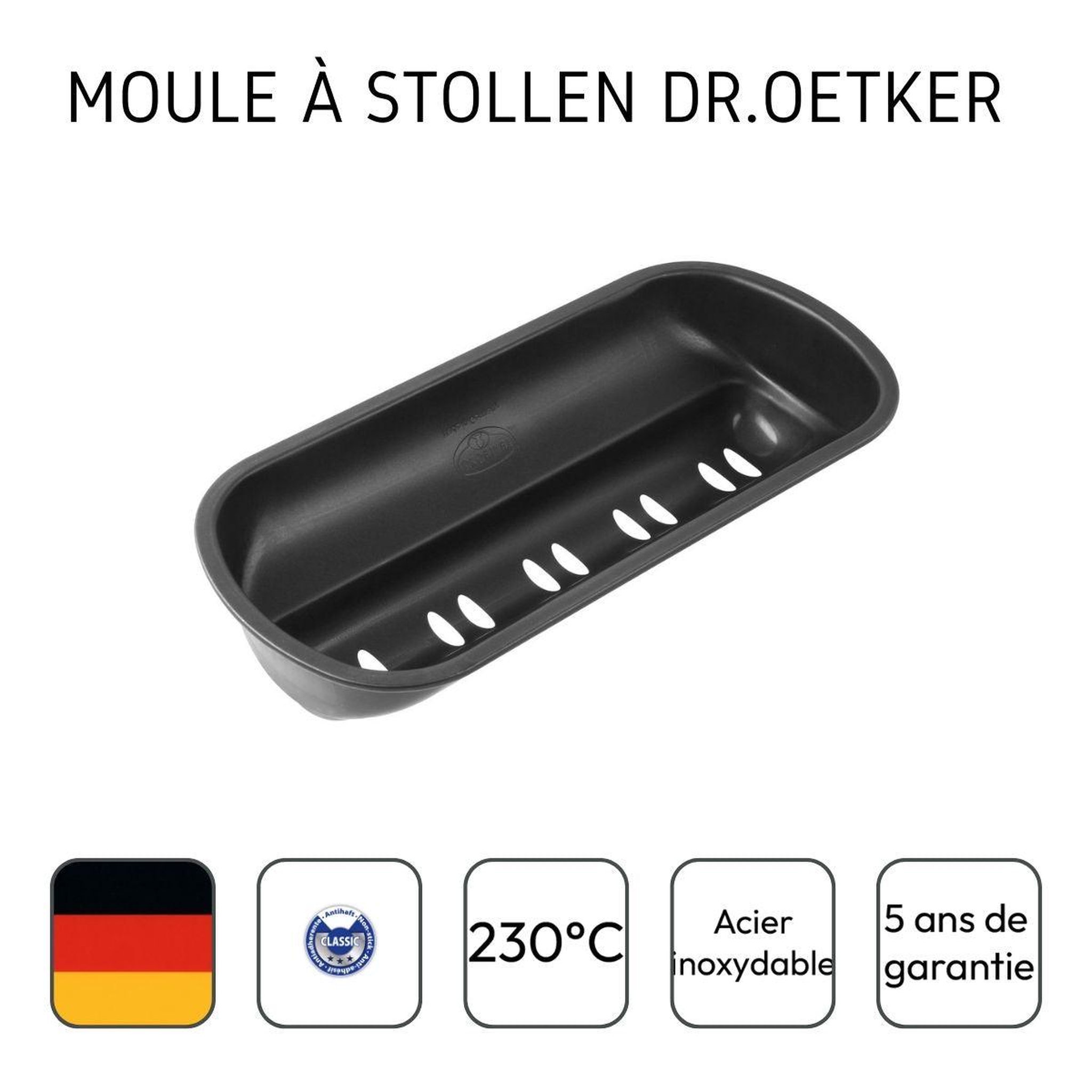 Voir la diapositive 4 : DR.OETKER Moule à stollen type moule à pain 31 x 10 cm dr oetker tradition