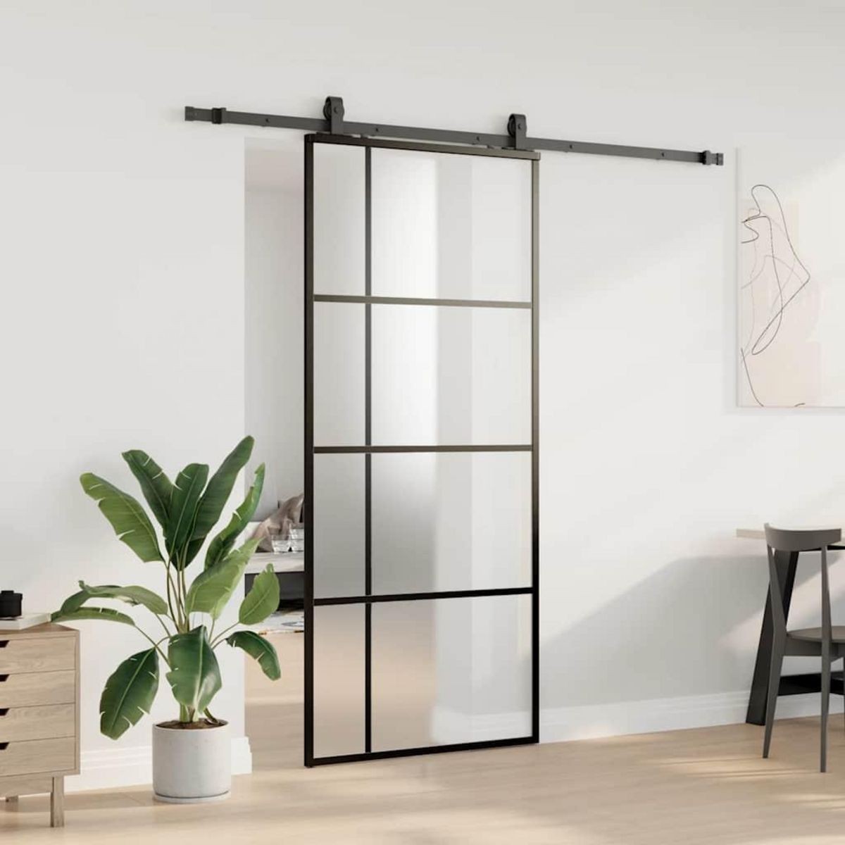 VIDAXL Porte coulissante kit de quincaillerie noir 90x205 cm verre ESG