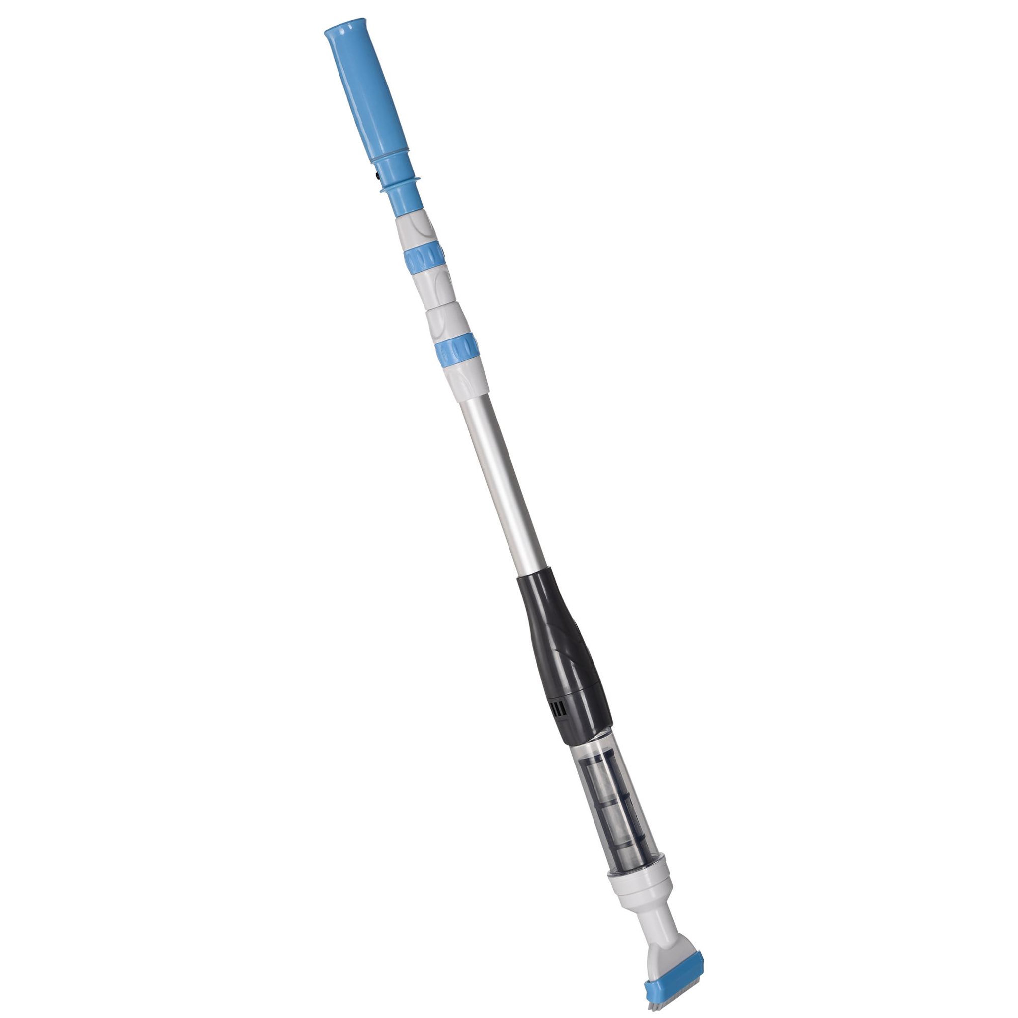 Voir la diapositive 1 : OUTSUNNY Aspirateur balai électrique sans fil piscine spa - manche télescopique 106-162 cm - brosse, sac filtrant - ABS alu. - blanc bleu