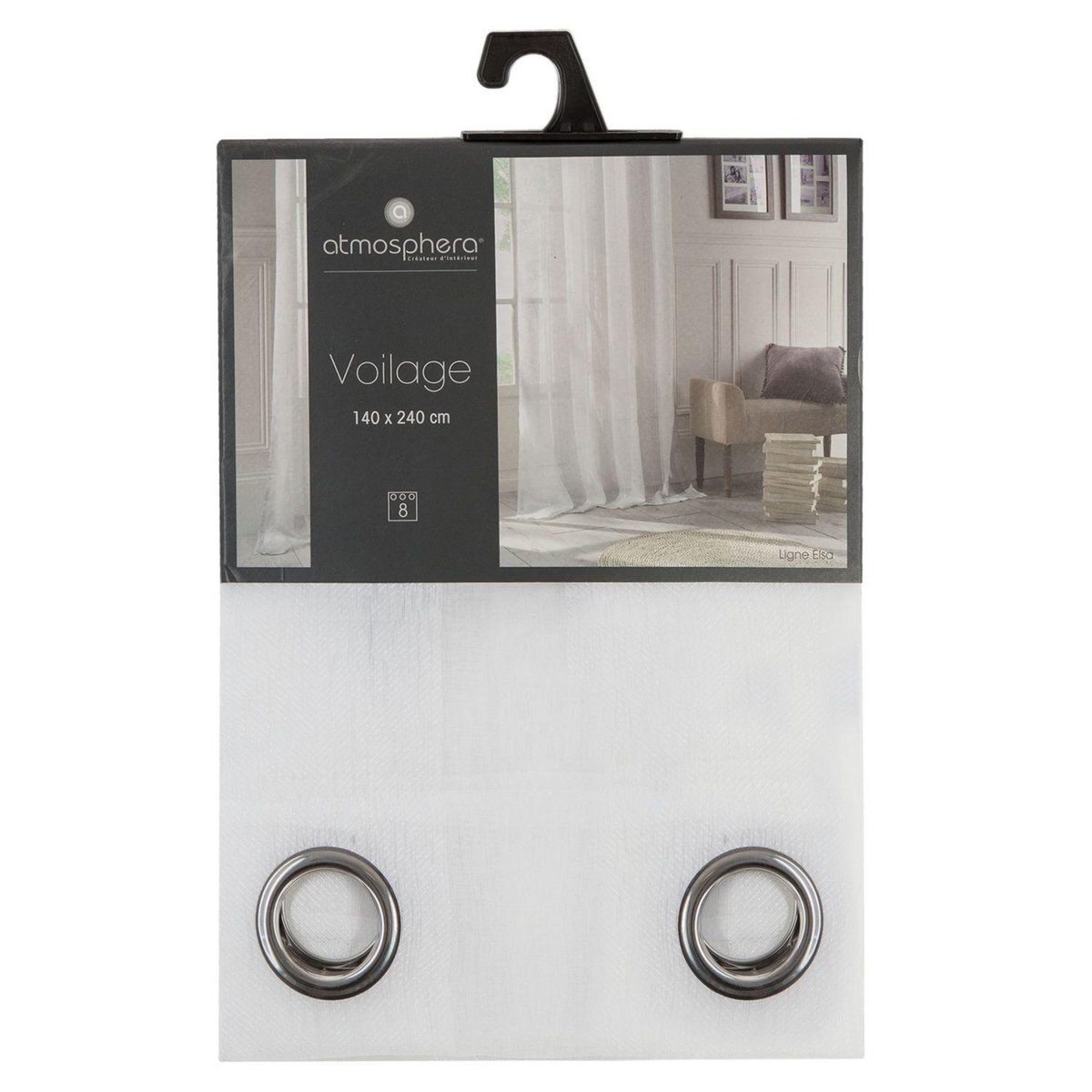 ATMOSPHERA Voilage Elsa en polyester - 140 x 240 cm - Blanc